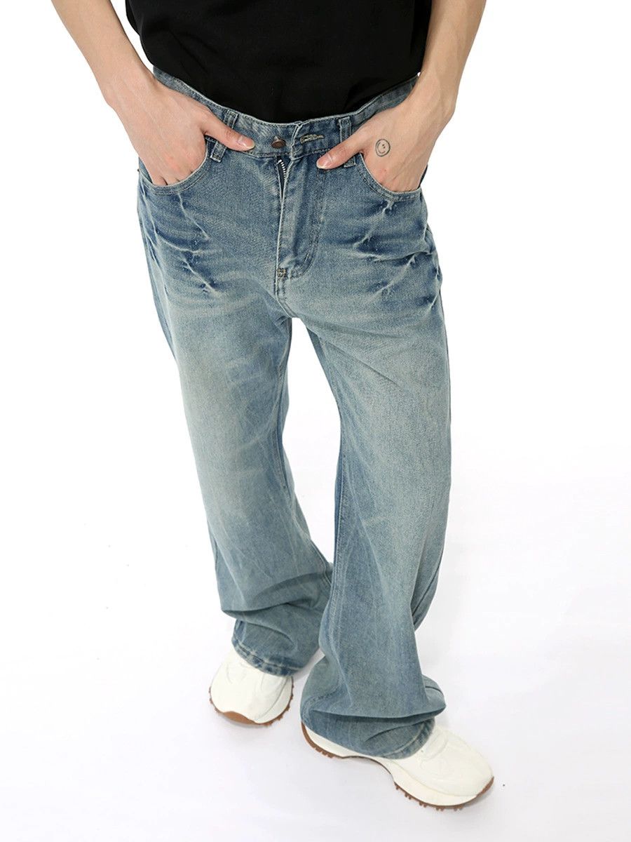Jean Washed light blue lightning pattern high street jeans y2k Size US 32 / EU 48 - 2 Thumbnail