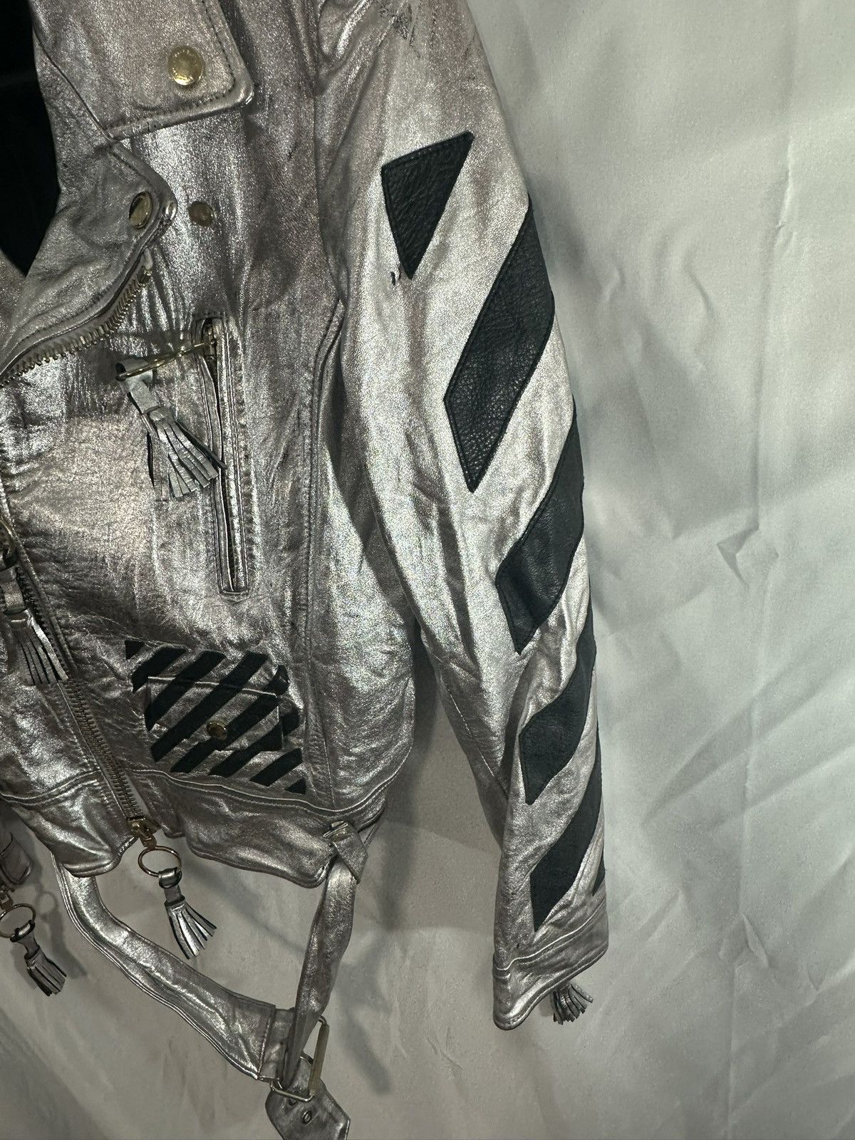 Off-White OFF WHITE SILVER LEATHER JACKET Size US M / EU 48-50 / 2 - 8 Thumbnail