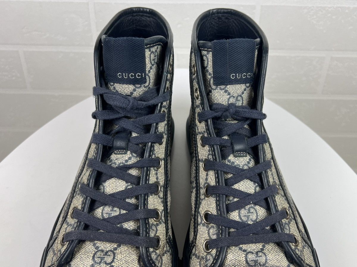 Gucci GUCCI Sneakers Hi Top Leather GG Monogram Canvas Navy Men's Size US 8.5 / EU 41-42 - 7 Thumbnail