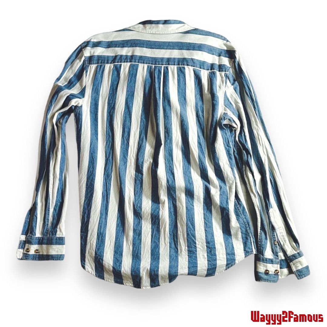Forever 21 Denim Stripe Button Up Size US M / EU 48-50 / 2 - 2 Thumbnail