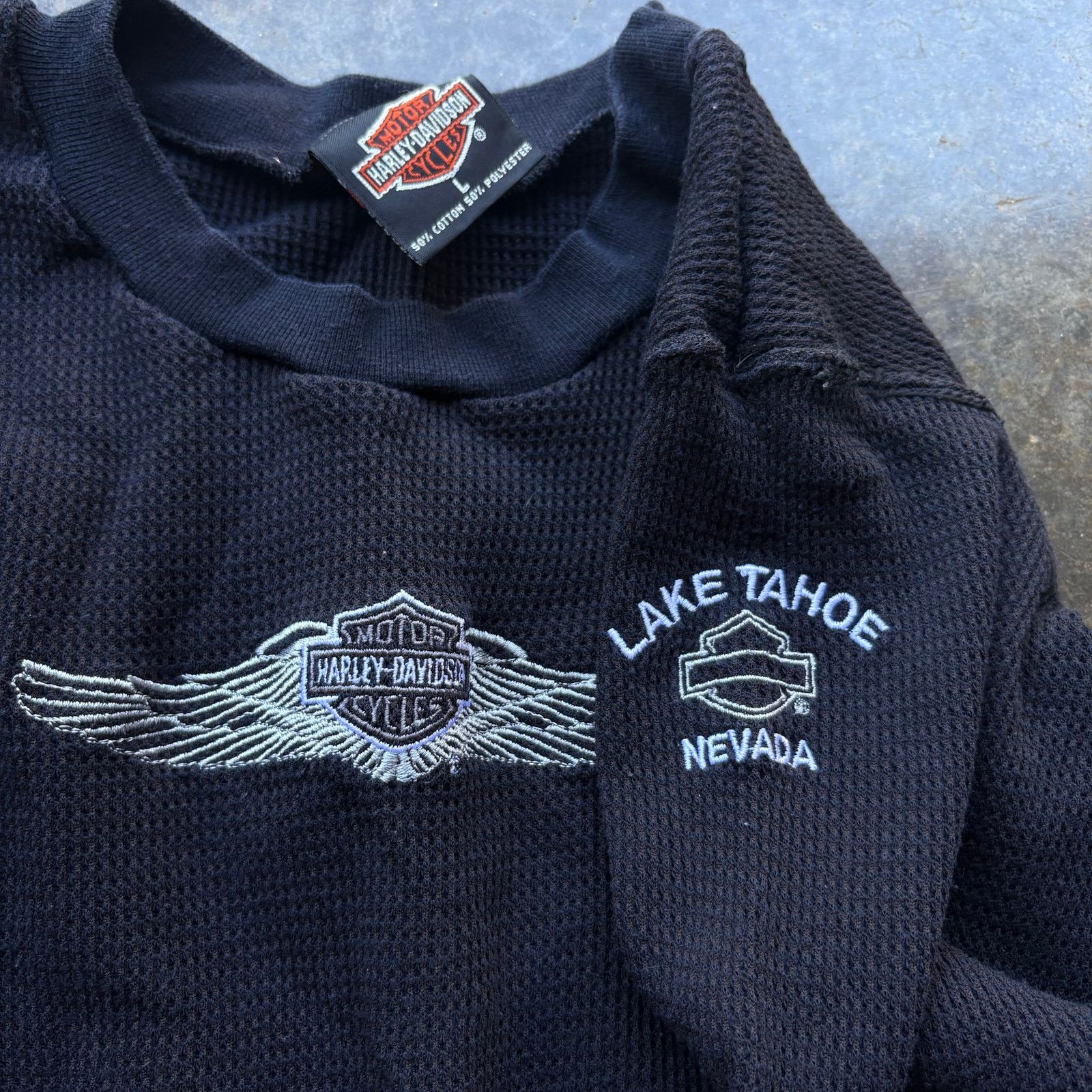 Harley Davidson Vintage 90s Harley Davidson Waffle Thermal Shirt Size US L / EU 52-54 / 3 - 3 Thumbnail