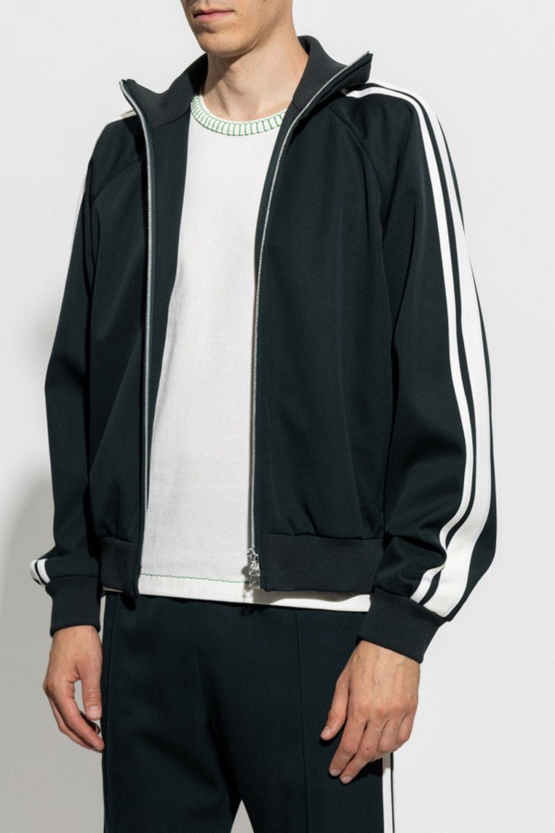 Bottega Veneta BOTTEGA VENETA black wool side stripe zip sweatshirt jacket Size US XL / EU 56 / 4 - 2 Thumbnail