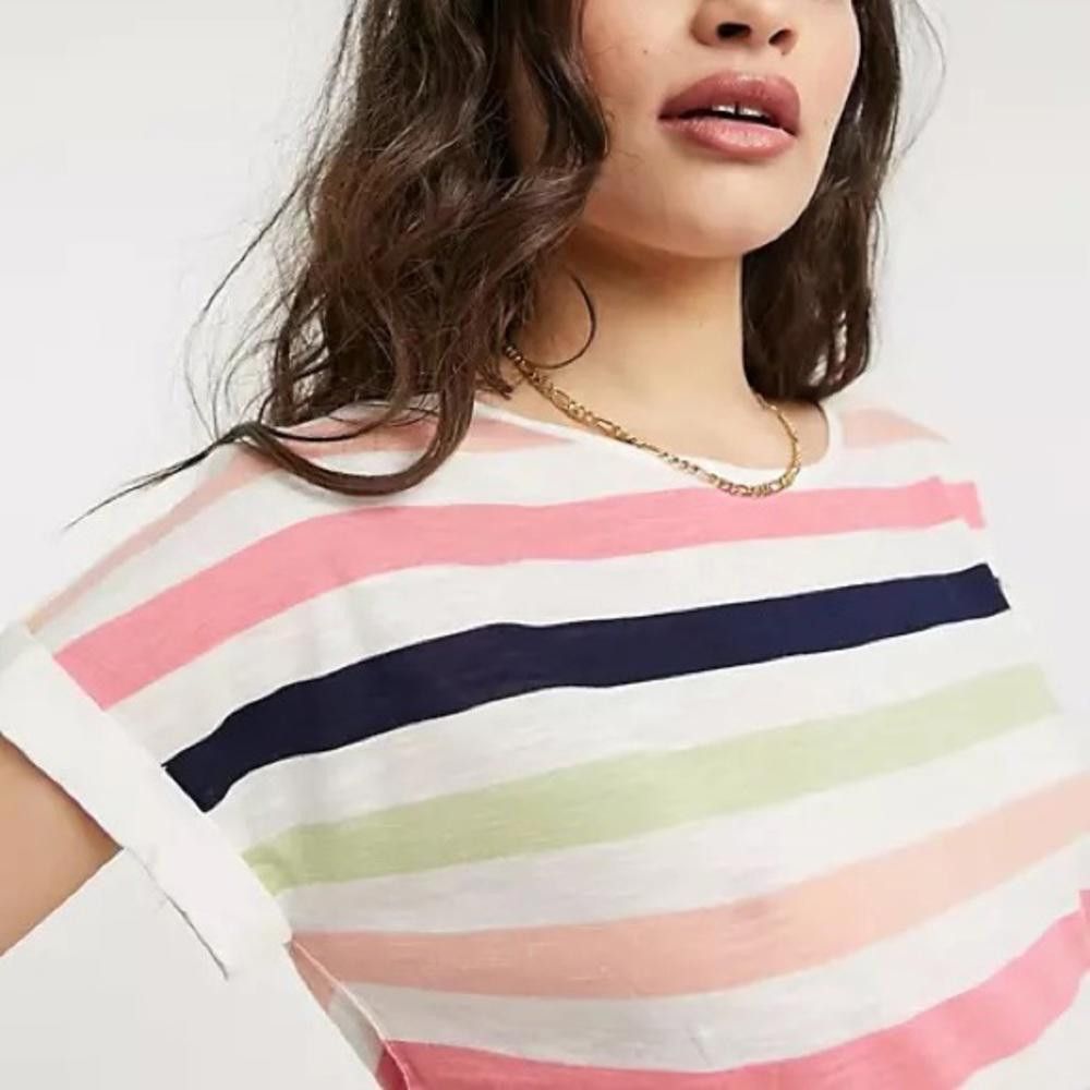 Asos ASOS Multi Color Striped Short Sleeve T Shirt Size M / US 6-8 / IT 42-44 - 5 Thumbnail