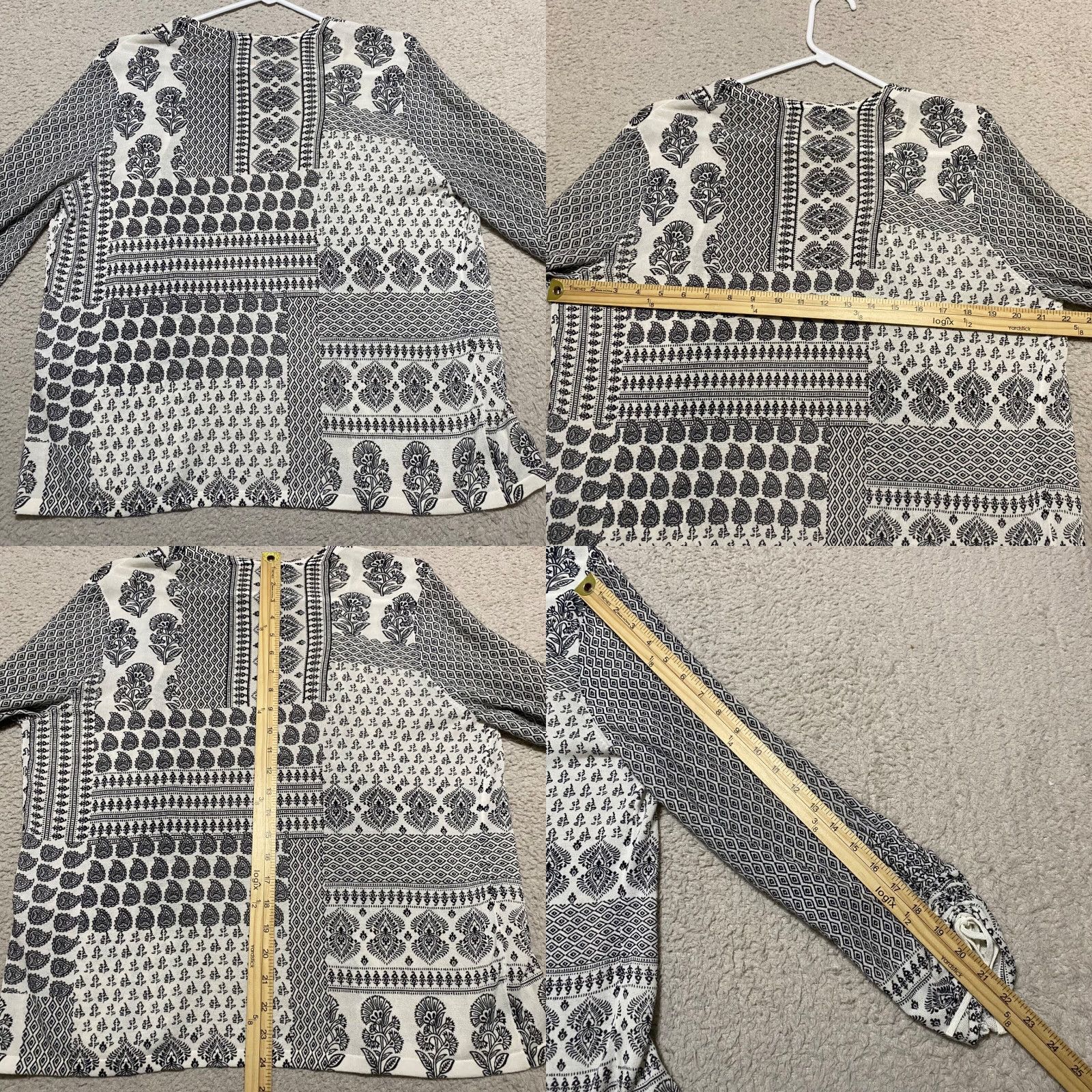 Vintage Chico’s Womens L Sweater Black Paisley Open Front Ruched Cuff Cardigan Knit Lightweight L/S Size L / US 10 / IT 46 - 8 Thumbnail