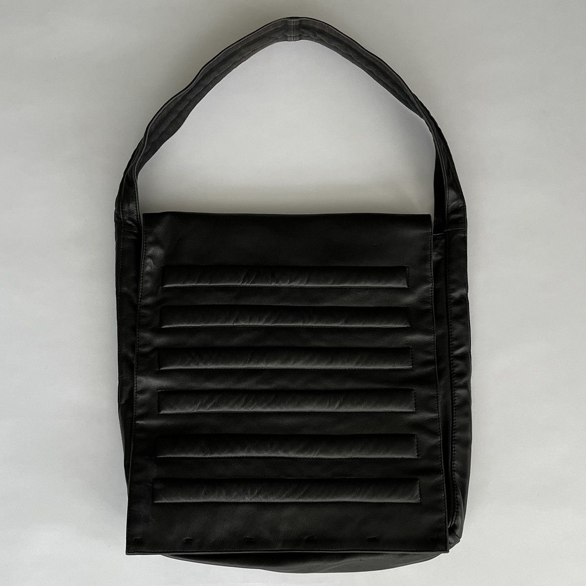 image of Yasuyuki Ishii 2008 1/1 Sample Sponge Leather Shoulder Bag in Black, Men's