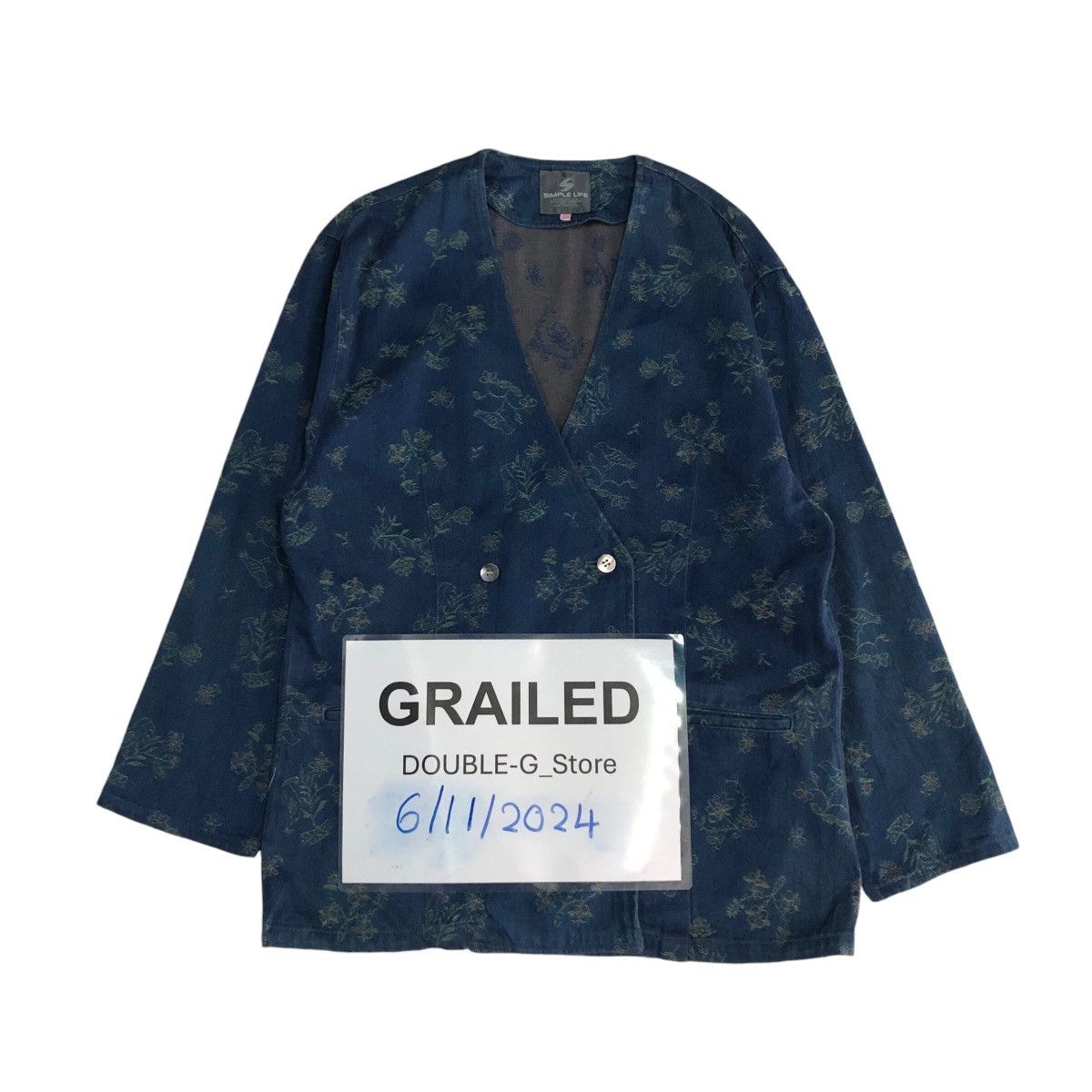 📌Vintage Indigo Denim Jacket Simple Life