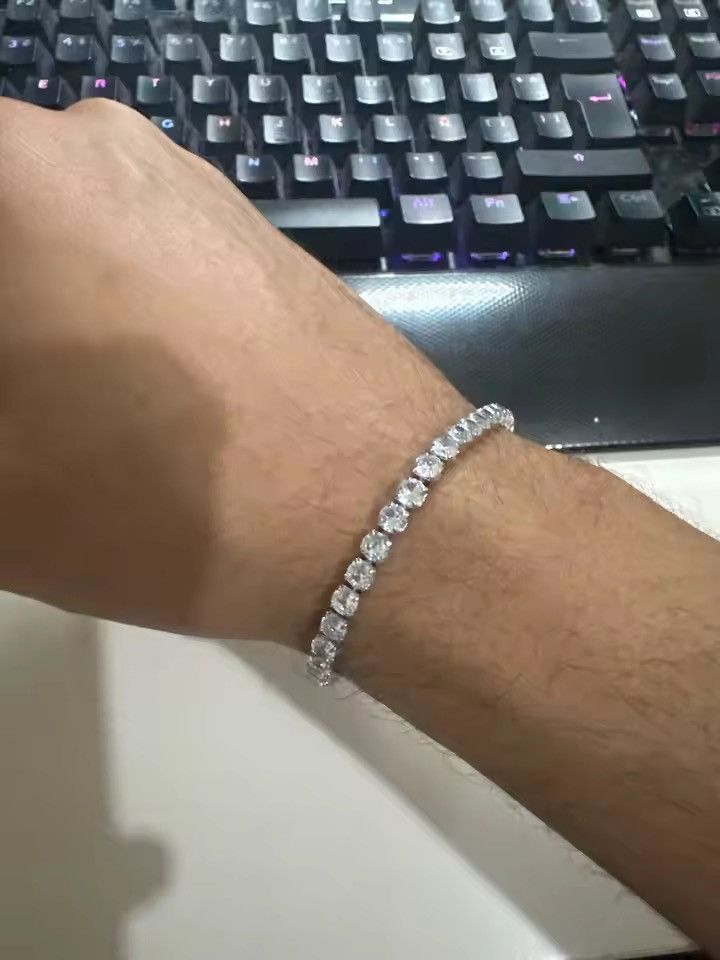 Jewelry 4mm + 18 cm Iced out Bracelet Jewelry Casual Chain Cuff Size ONE SIZE - 4 Thumbnail