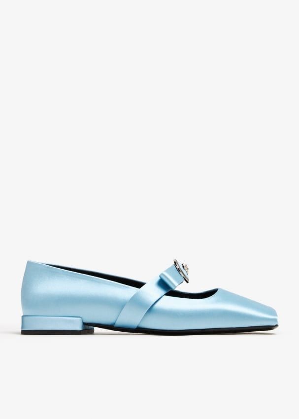 Versace Gianni Ribbon Open Satin Ballerina Flats SIZE 37