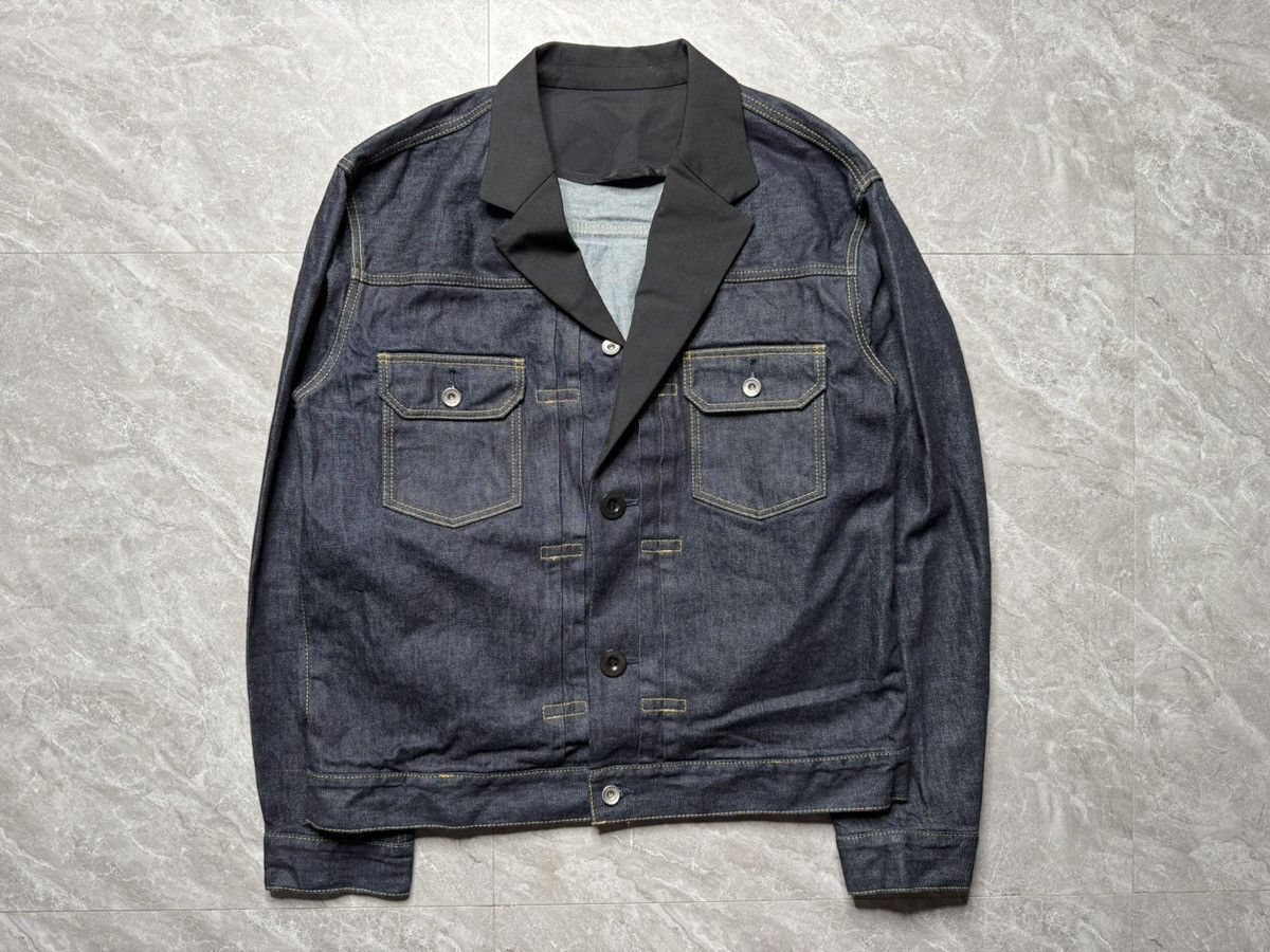 Sacai Twill-Trimmed Crinkled-Denim Jacket Size US S / EU 44-46 / 1 - 2 Thumbnail