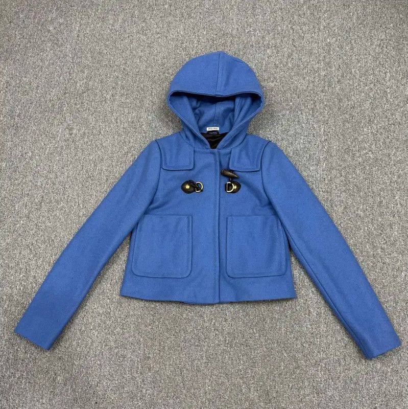 Miu Miu Miu Miu Light Blue Cotton Blend Women's Jacket 0089 Size XS / US 0-2 / IT 36-38 - 1 Thumbnail