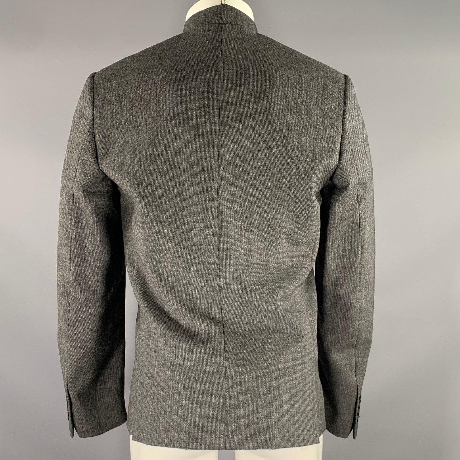 Dior DIOR HOMME Chest Grey Black Heather Wool Nehru Sport Coat Size 40R - 3 Thumbnail