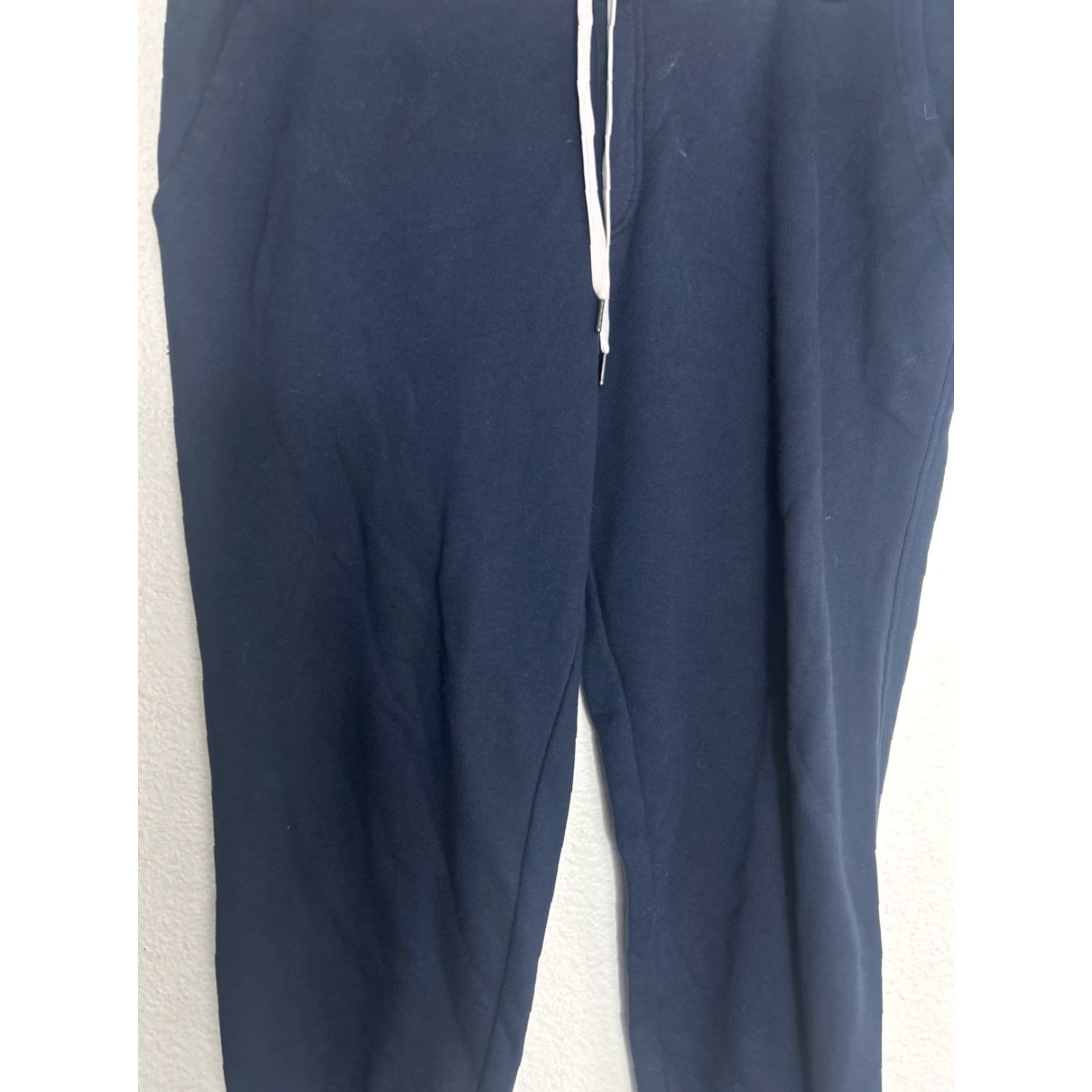 Vintage True Classic Fleece Joggers Mens 2XL Navy Blue Cotton Polyester Spandex Tapered Pockets Drawstring Elastic Waist M Size US 39 - 3 Thumbnail