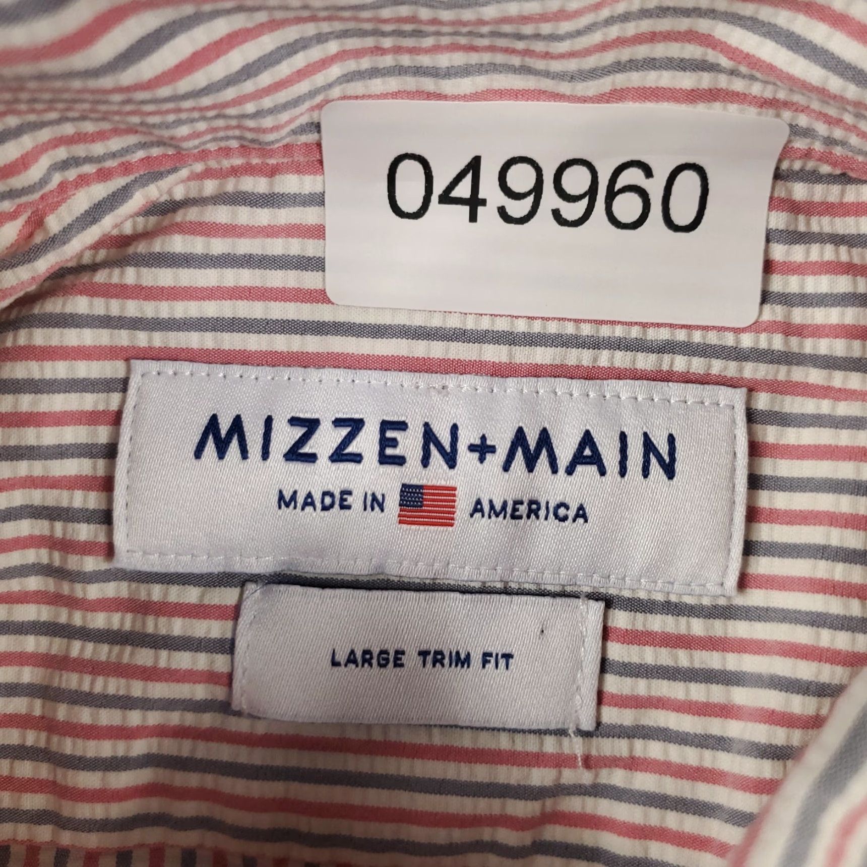 Mizzen+Main Mizzen+Main Shirt Mens L Red Striped Seersucker Slim Fit Short Sleeve Button-Up Col... Size US L / EU 52-54 / 3 - 6 Thumbnail