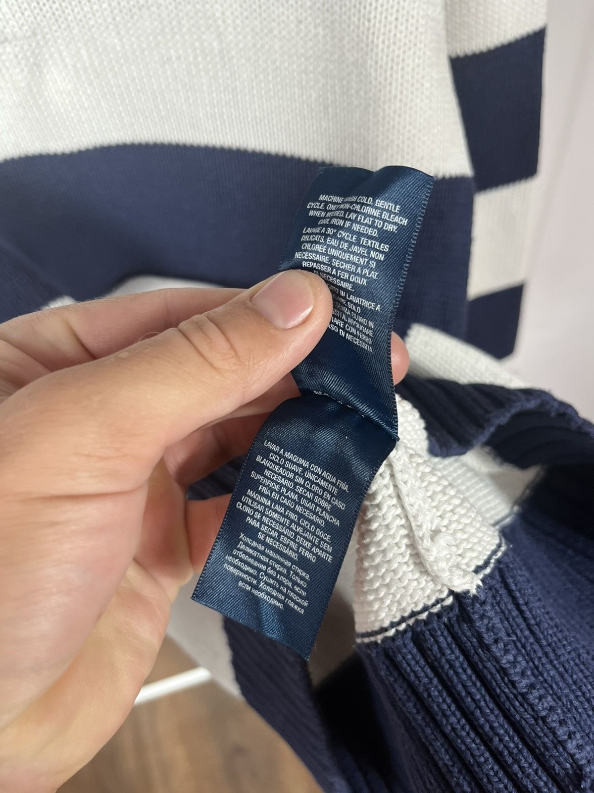 Polo Ralph Lauren Polo Ralph Lauren Striped Quarter Knit Sweater Navy White Size US S / EU 44-46 / 1 - 9 Thumbnail