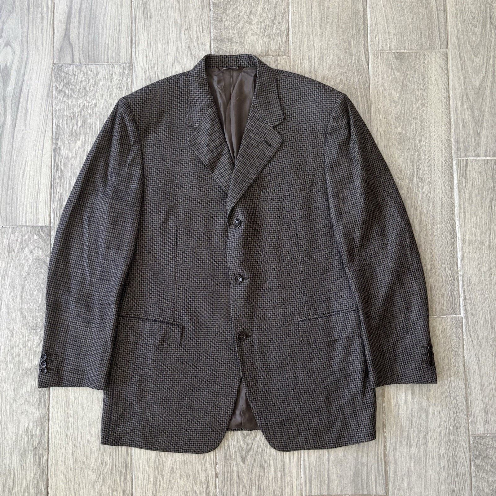 Canali Canali Blazer Wool Silk Coat Brown Houndstooth 44R (EU 54R) Size 44R - 1 Thumbnail