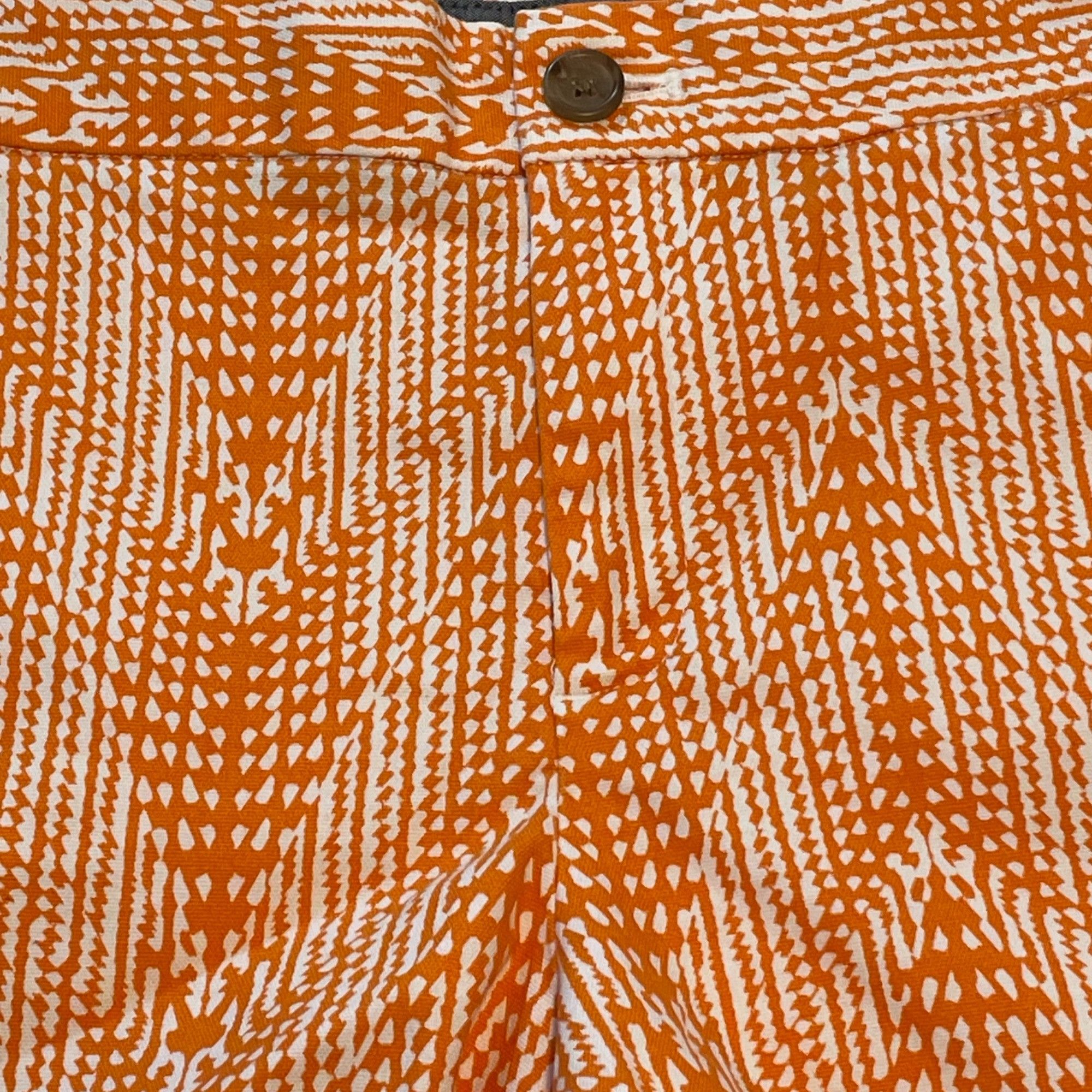 J.Crew J. Crew Orange & White Patterned Womens Shorts Size 6 Cotton Size 28" / US 6 / IT 42 - 3 Thumbnail