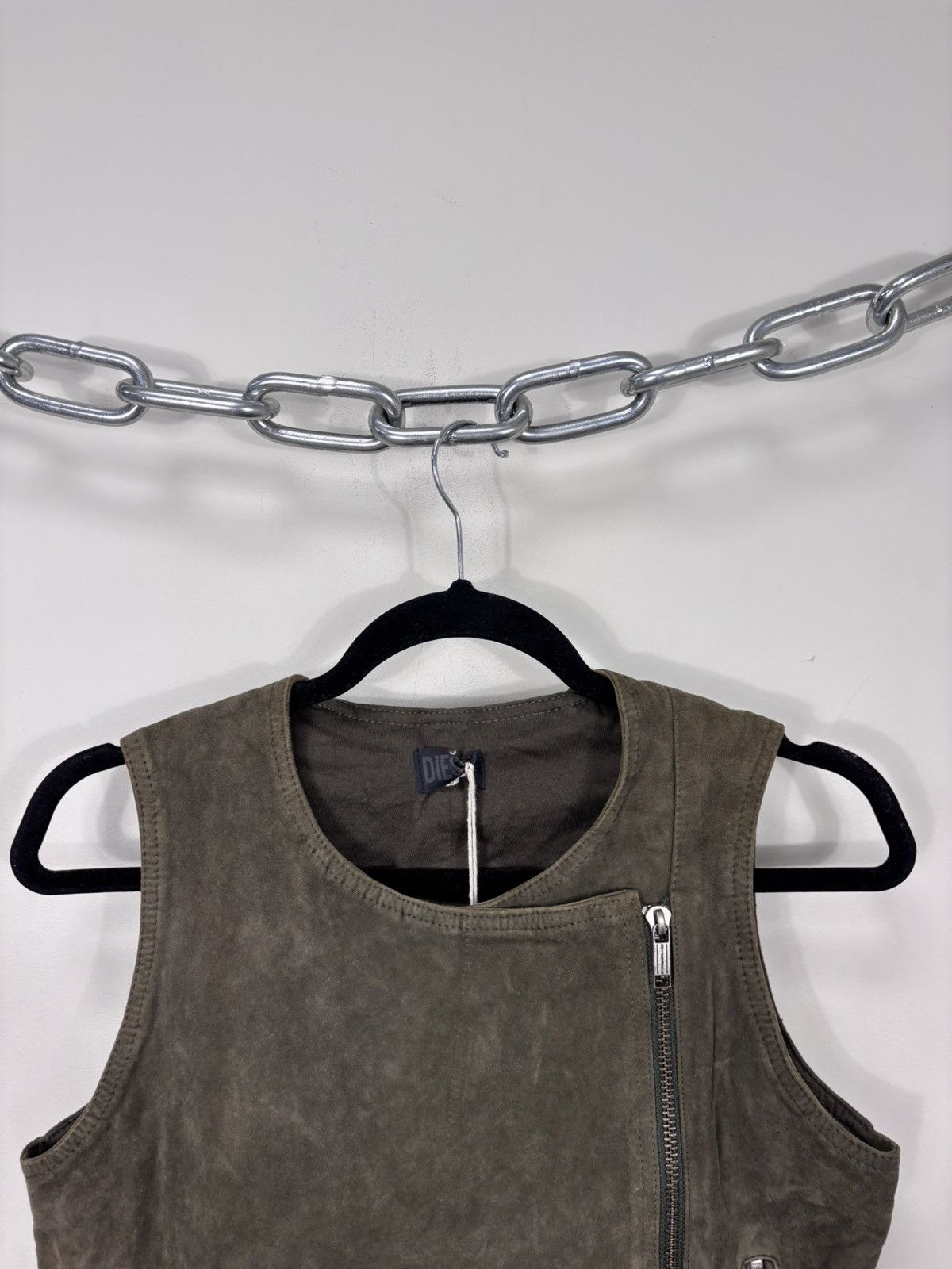 Diesel Diesel L-Zoe NWT Women’s Olive Green Leather Vest Jacket Size S / US 4 / IT 40 - 6 Thumbnail