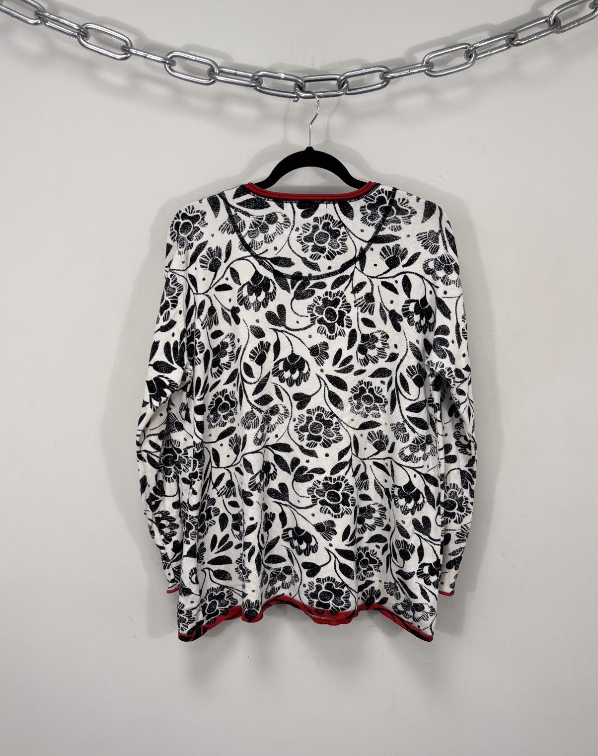 Gudrun Sjoden Gudrun Sjoden Women’s White/Black Floral Cotton Sweater Top Size L / US 10 / IT 46 - 13 Thumbnail