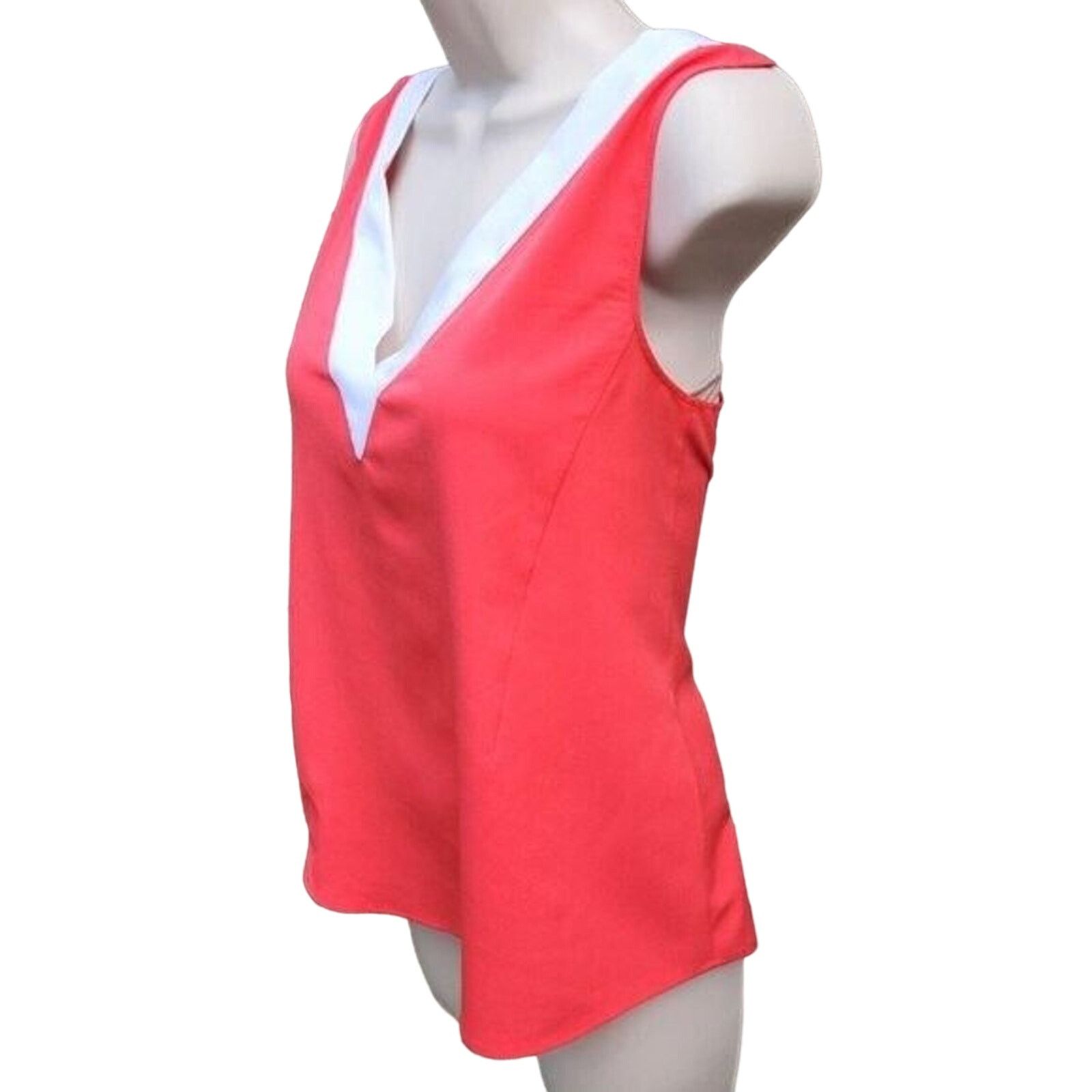 Banana Republic Banana Republic Women's Tank Small Coral White V-Neck Size S / US 4 / IT 40 - 5 Thumbnail