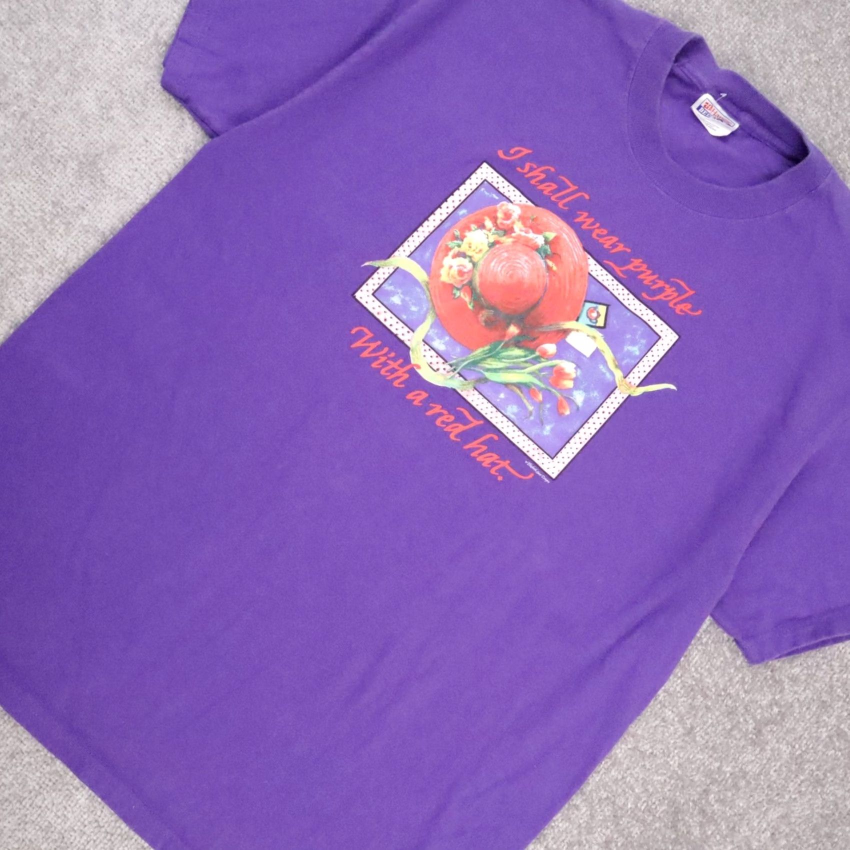 Vintage VINTAGE Purple Short Sleeve T-Shirt L Adult Purple Love Retro Size US L / EU 52-54 / 3 - 6 Thumbnail