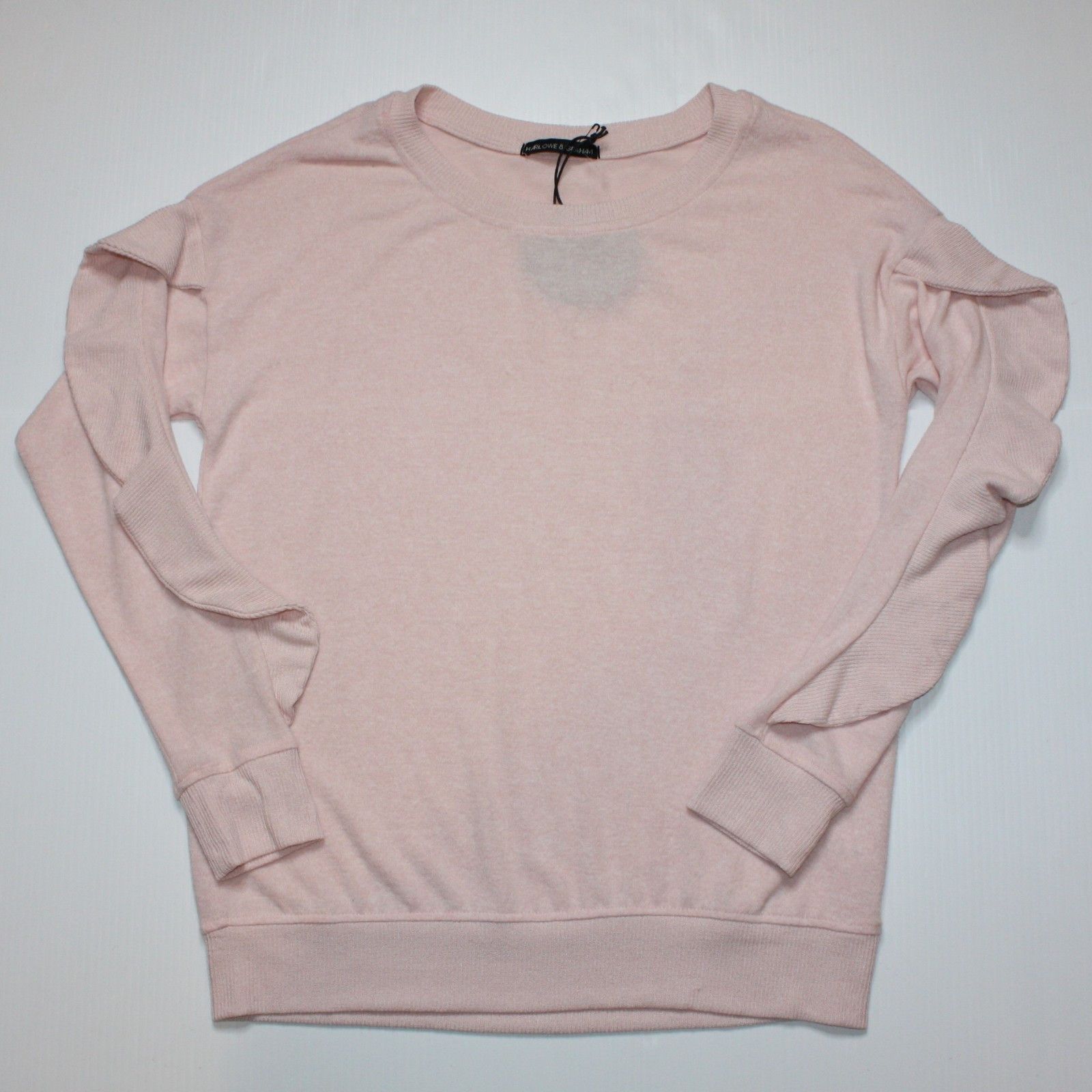 Other Harlowe & Graham Soft Pink Ruffled Pullover Sweater NWT Size M / US 6-8 / IT 42-44 - 3 Thumbnail