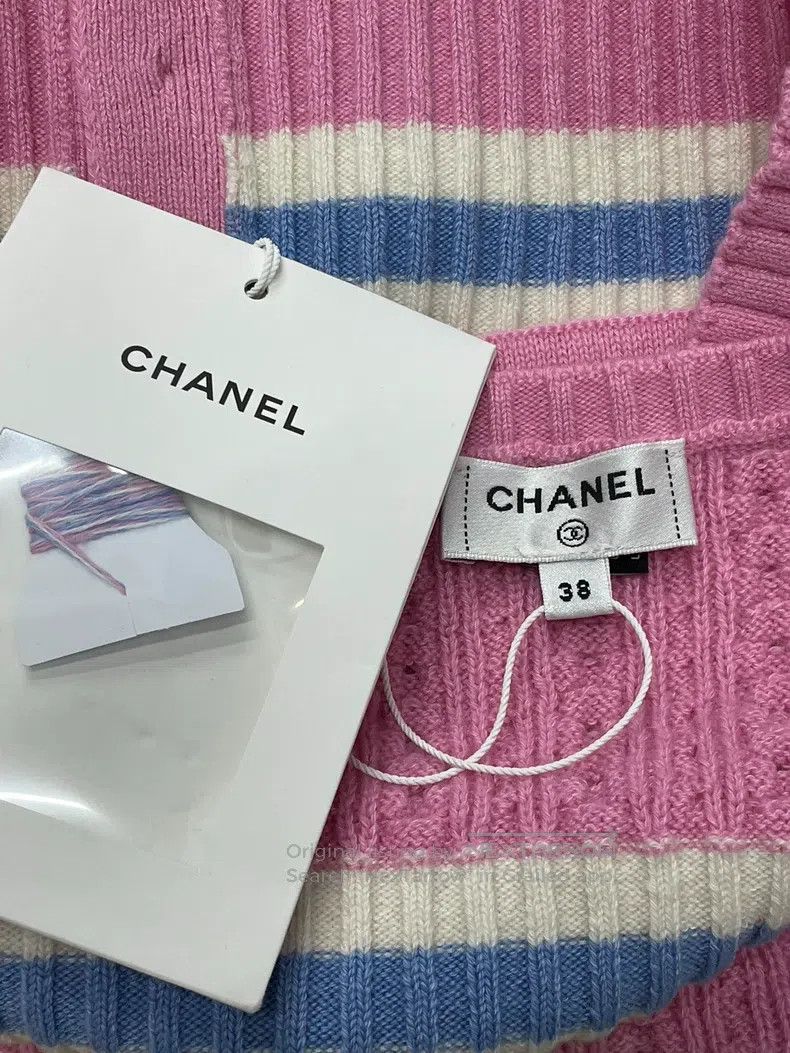 Chanel Chanel Pink striped hanging neck knit Size XS / US 0-2 / IT 36-38 - 4 Thumbnail