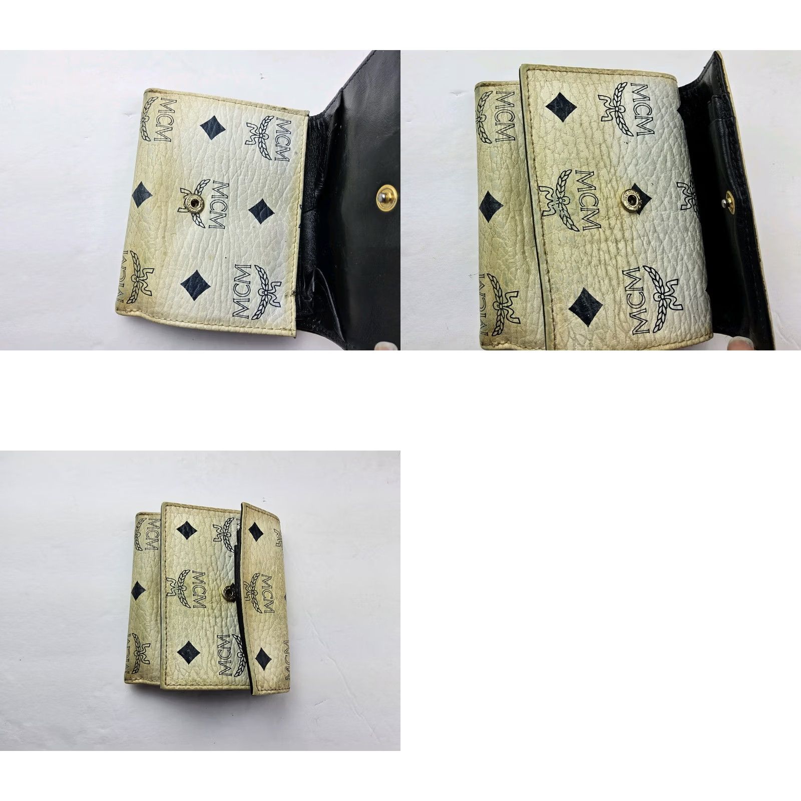 MCM MCM Logo Visetos Leather Folding Snap Wallet Women's Size ONE SIZE - 8 Thumbnail