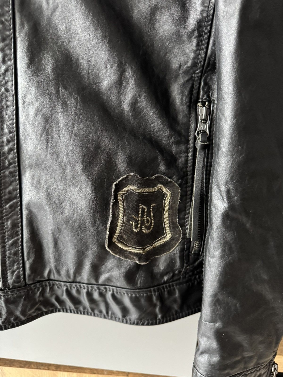 Armani Archived Armani Jeans Black Heavy Leather Bikers Jacket Size US XL / EU 56 / 4 - 4 Thumbnail