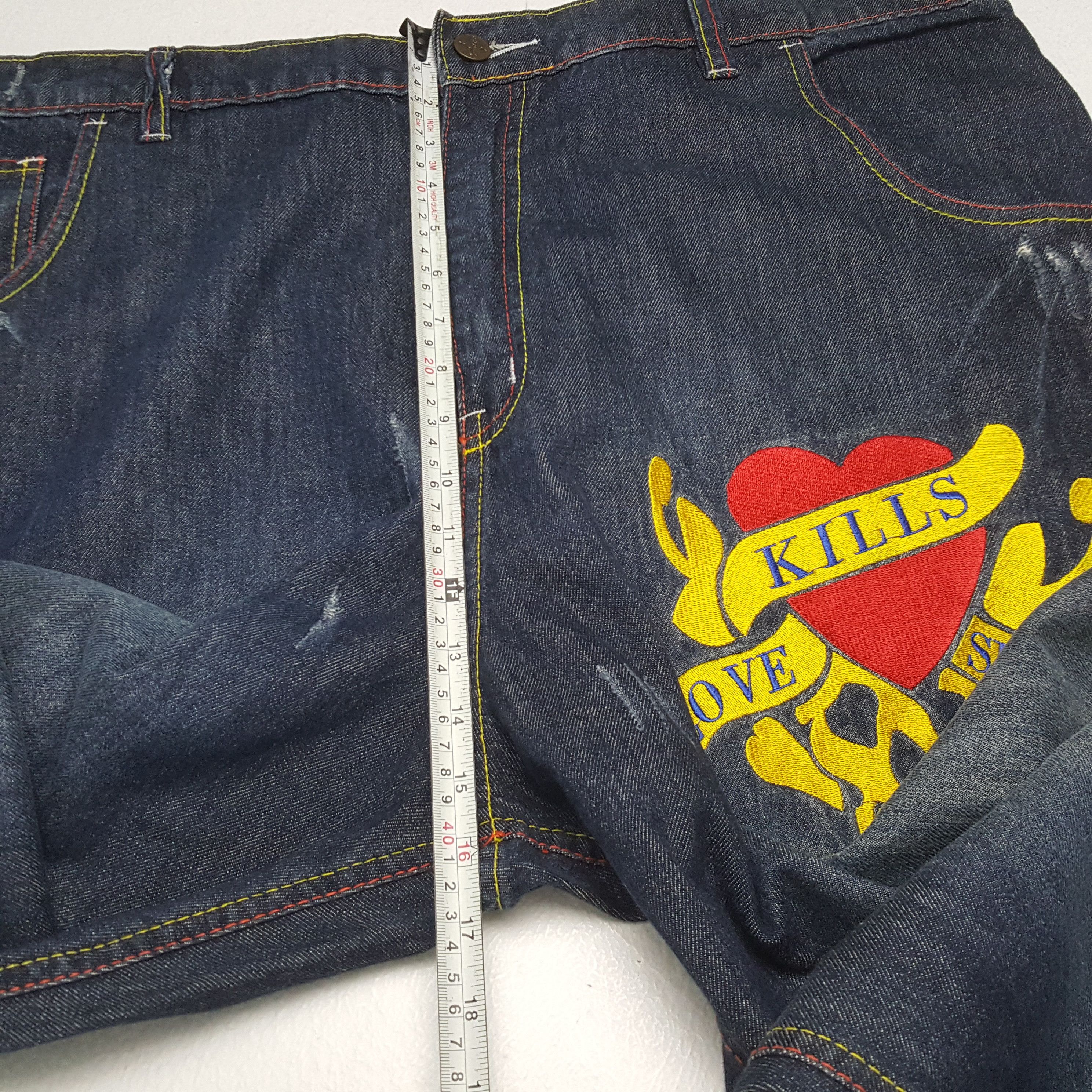 Christian Audigier × Ed Hardy × Vintage ED HARDY Fashion Designer Brand Custom Art Jeans Size US 43 - 8 Thumbnail