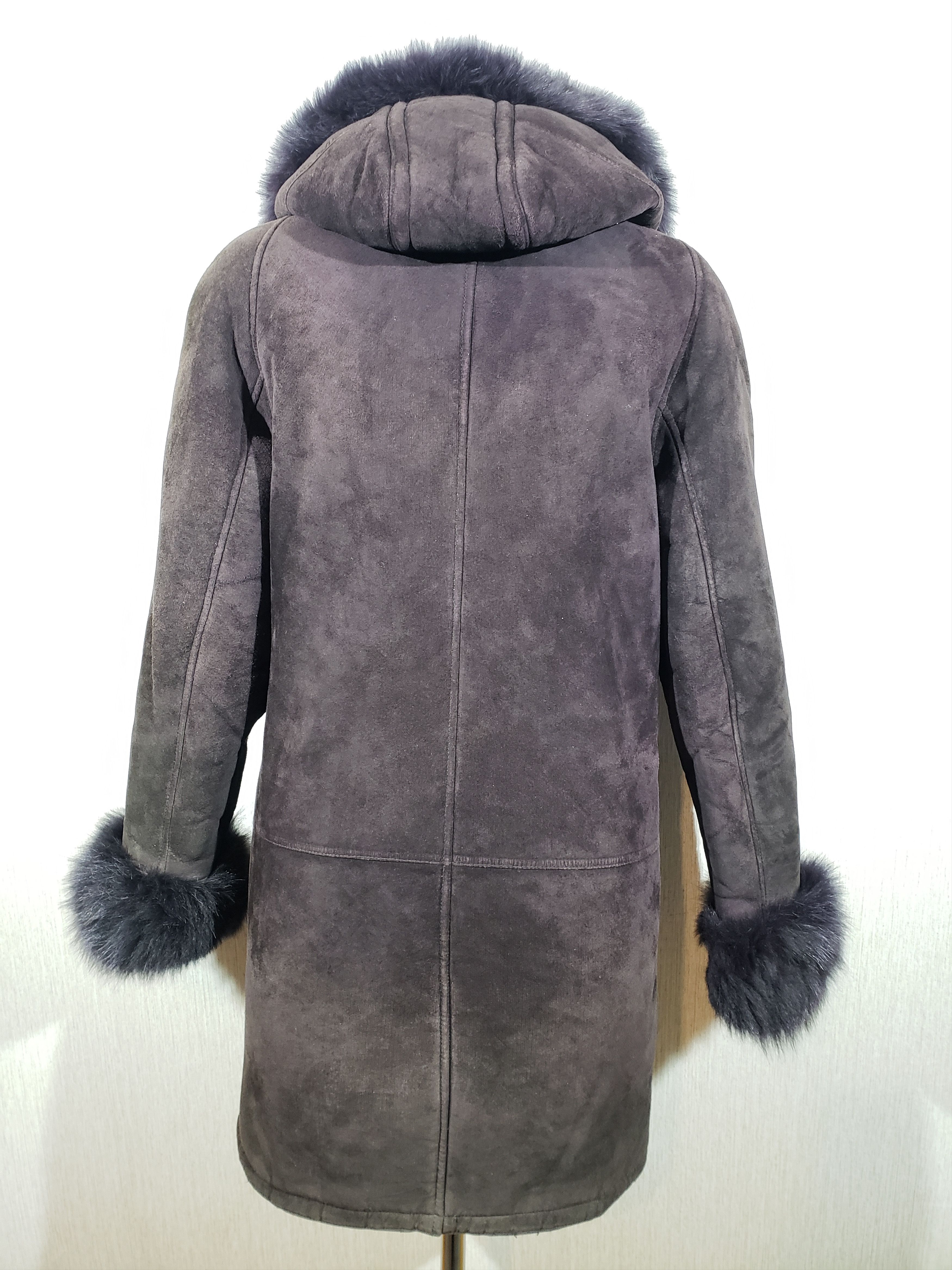 Other Stylish purple sheepskin coat with a hood. Size L / US 10 / IT 46 - 3 Thumbnail