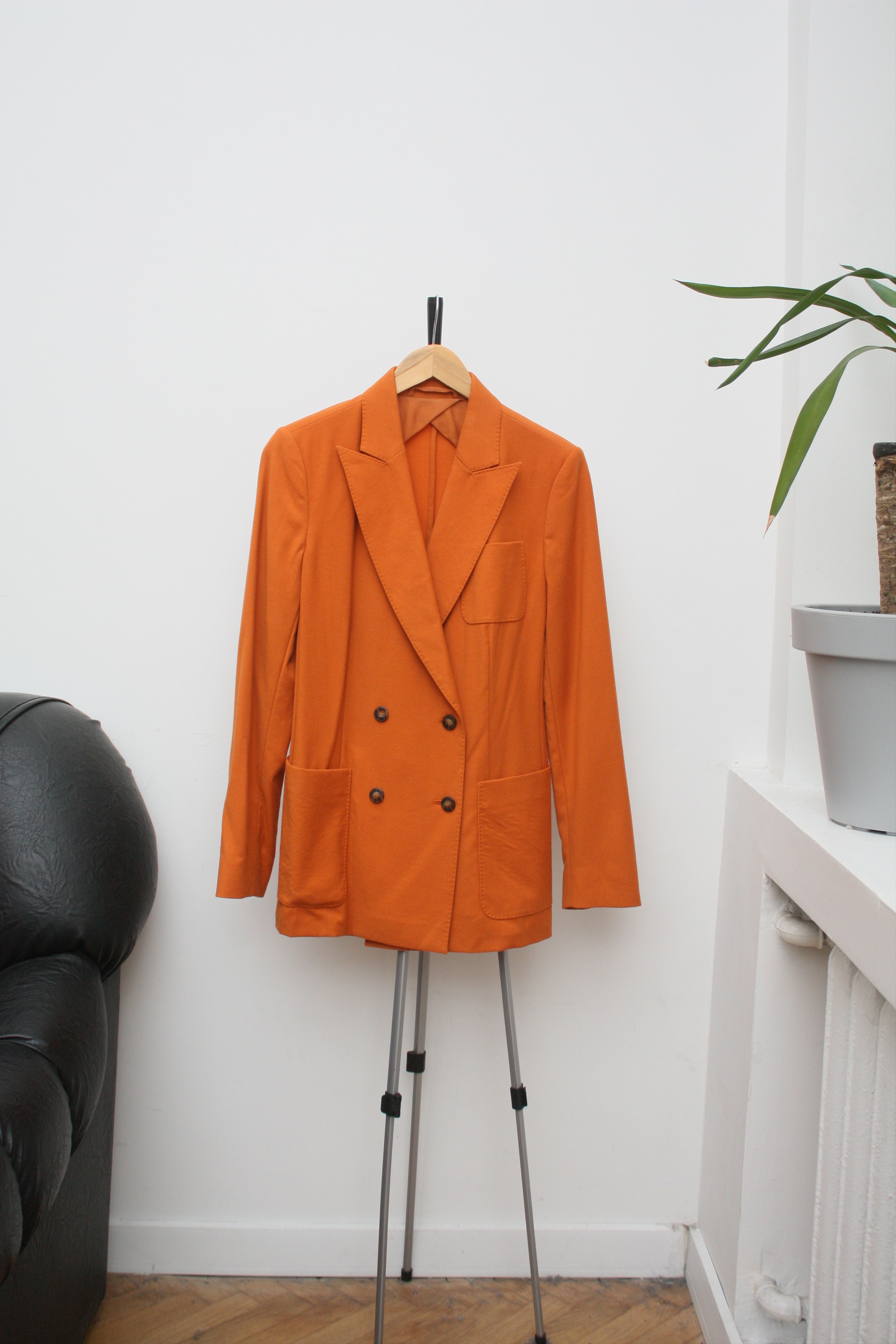 Max Mara Orange Lightweight Wool Blazer US10 Made In Italy