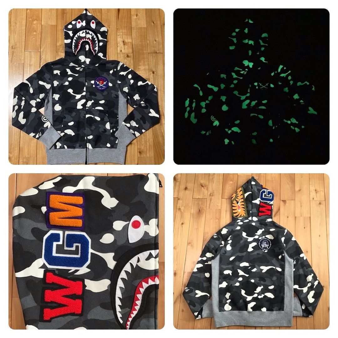 Bape 💫Glow in the dark💫 BAPE City Camo Shark Full Zip Hoodie APE Size US S / EU 44-46 / 1 - 1 Thumbnail