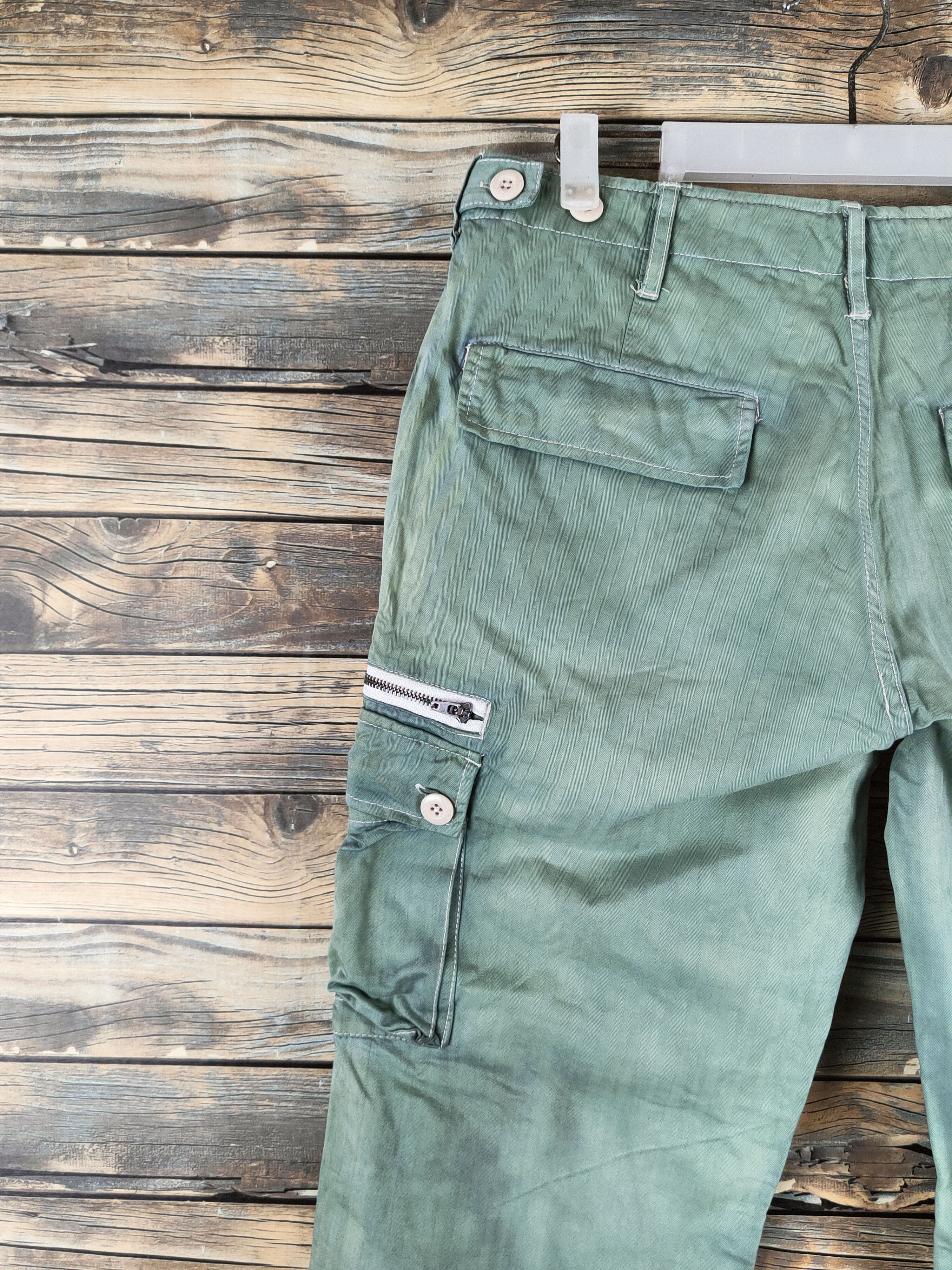 Japanese Brand DL Genuine Comfort Green Faded Cargo Pants #46-374 Size US 30 / EU 46 - 8 Thumbnail