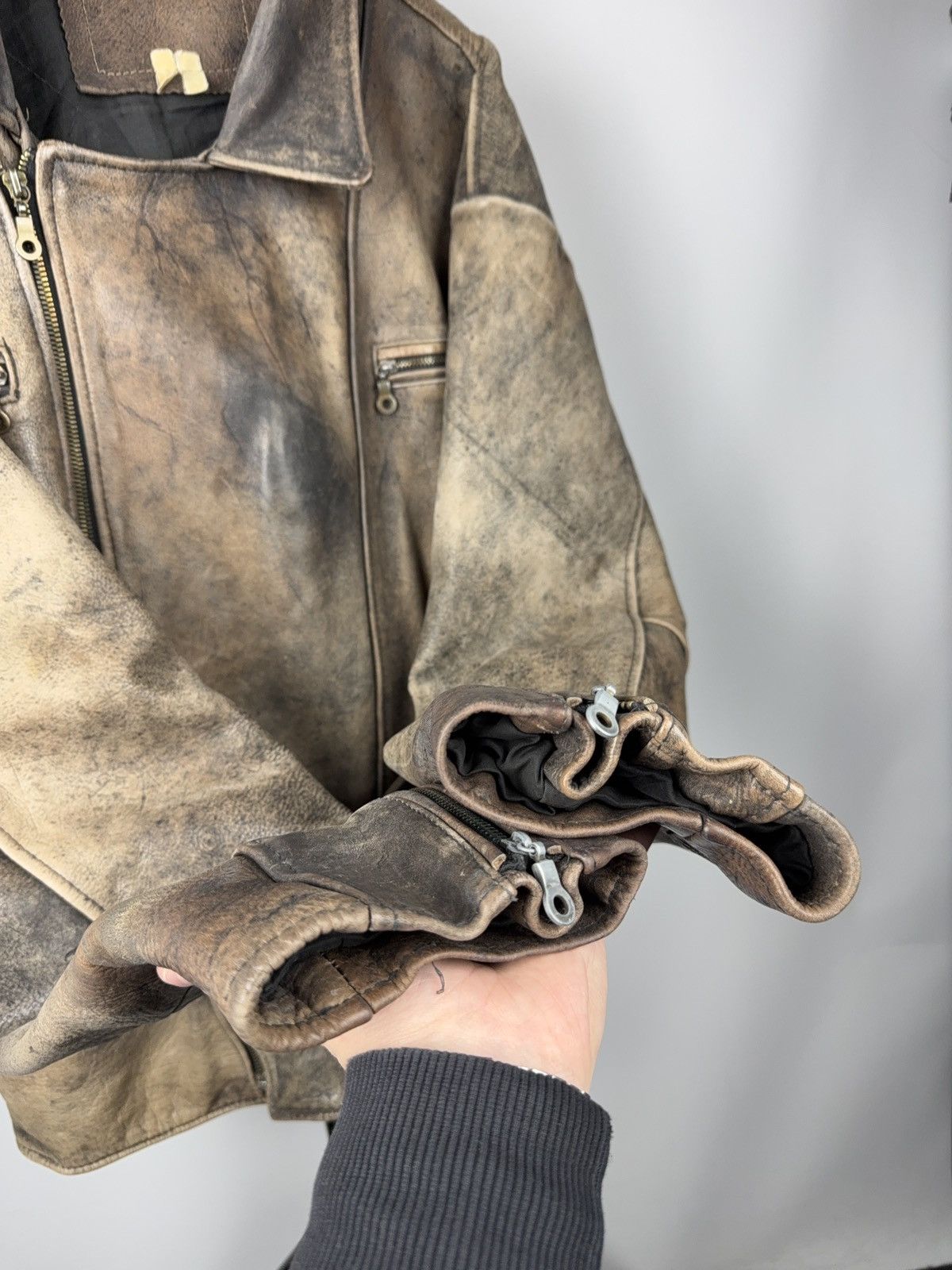 Genuine Leather 90s Retro Heavy Distressed Leather Moto Biker Jacket Vintage Size US XL / EU 56 / 4 - 7 Thumbnail