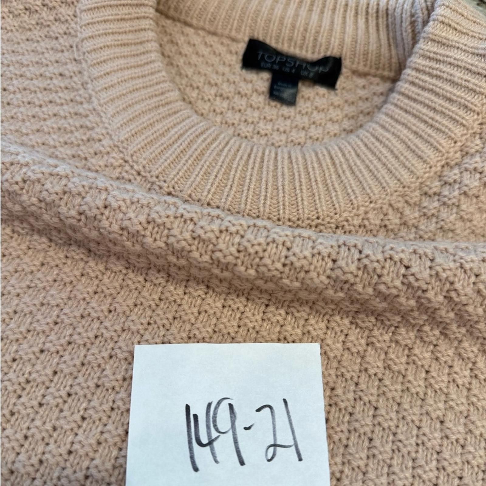 Topshop TOPSHOP pinkish tan sweater checkered ribbed knit SZ 4 Size S / US 4 / IT 40 - 12 Thumbnail