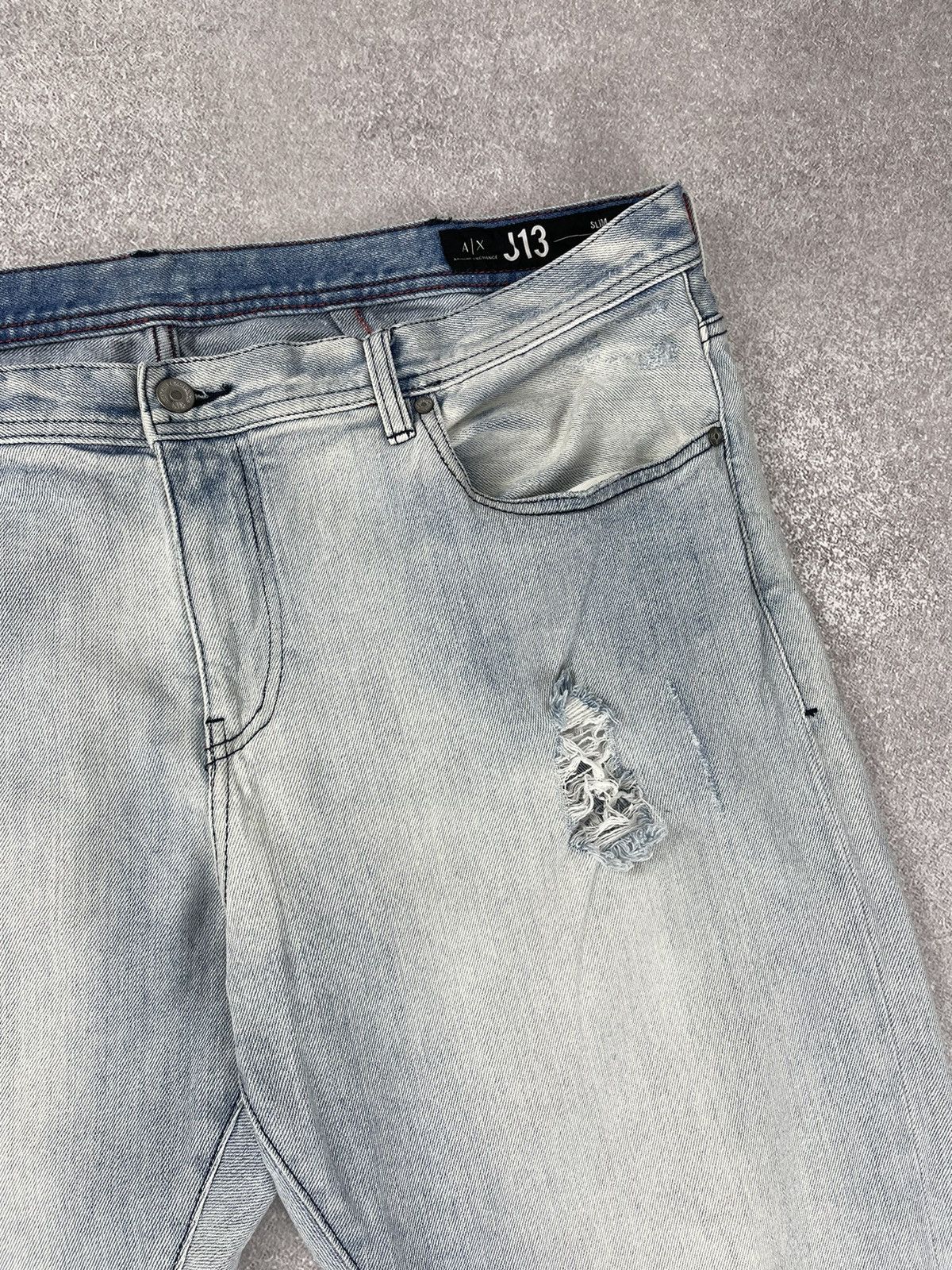 Armani × Armani Exchange Armani Exchange J13 Slim Distressed Denim Jeans Size US 40 / EU 56 - 6 Thumbnail