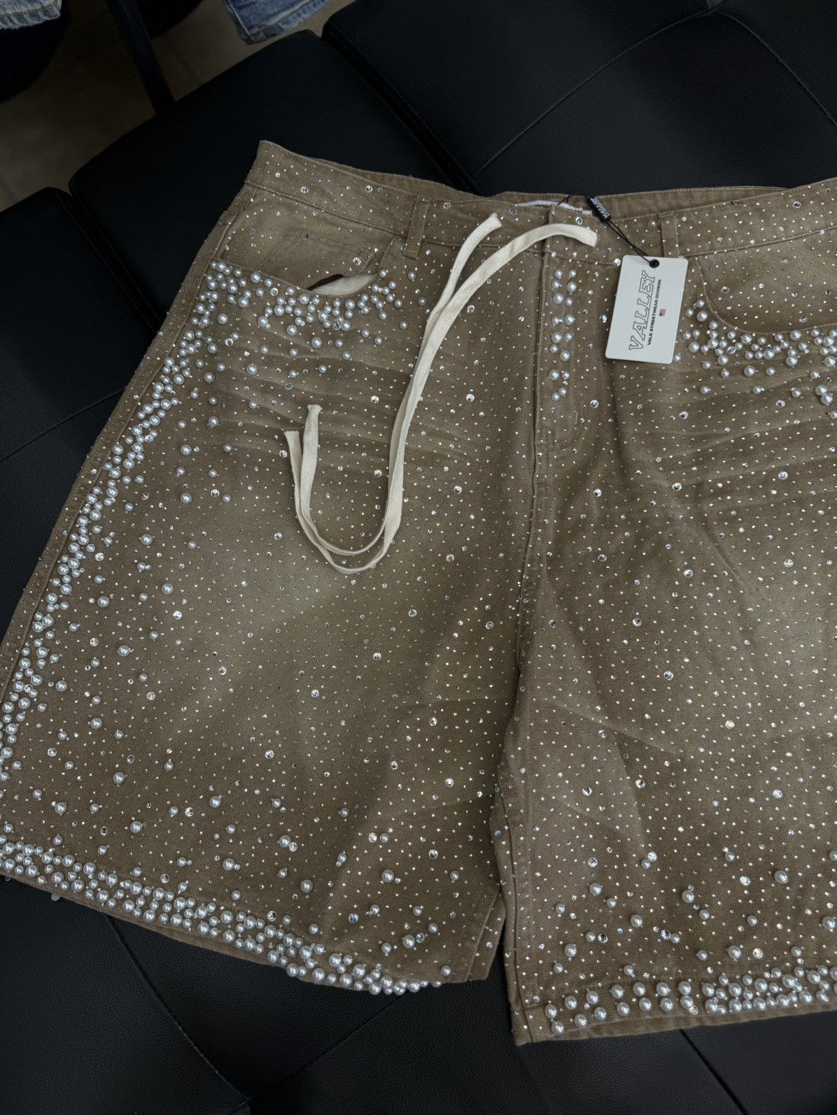 Vale Valley Rhinestone Crystal Shorts Denim Tan Size 36 Size US 36 / EU 52 - 5 Thumbnail