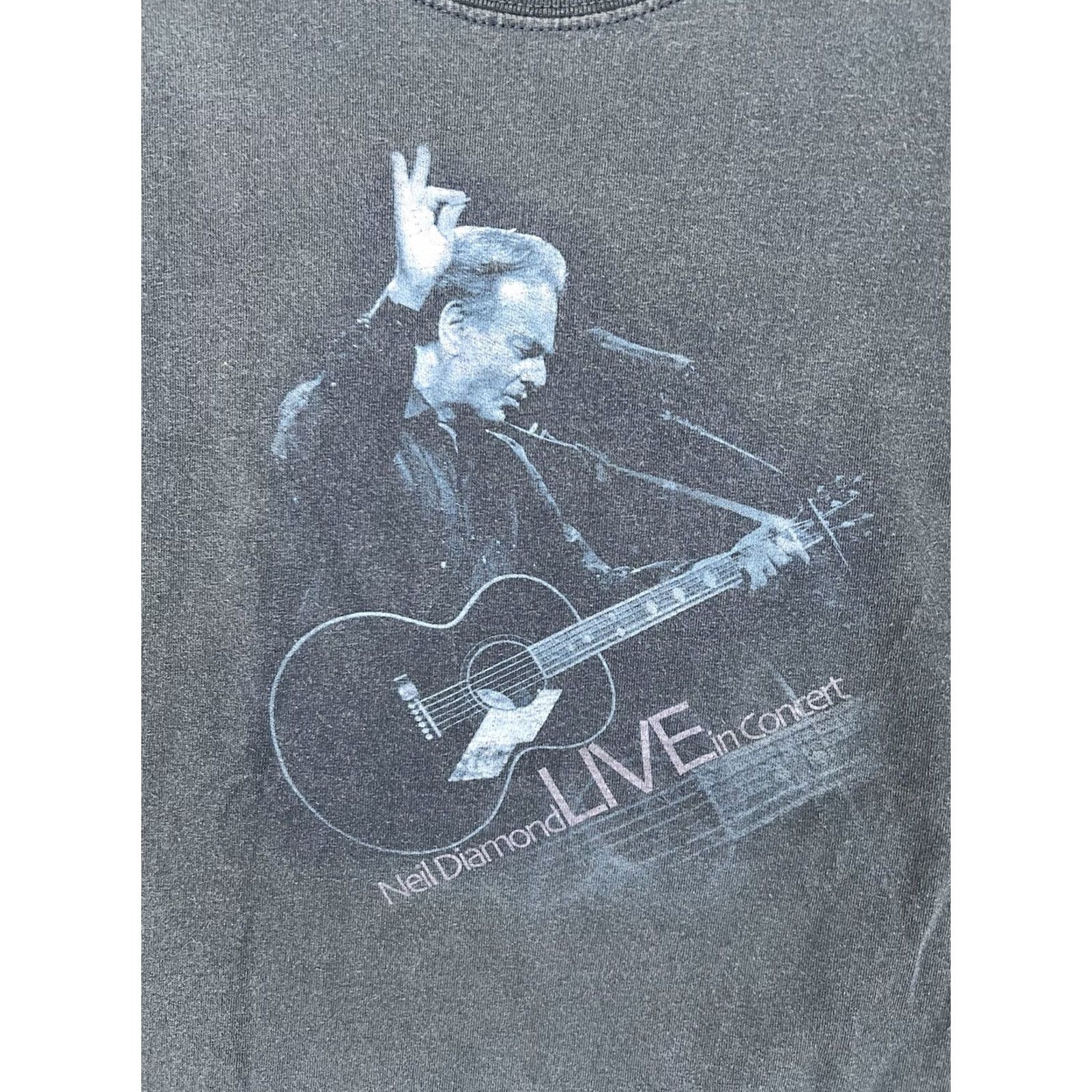Gildan VINTAGE Neil Diamond Live In Concert T-Shirt L Mens Blue 90s Music Band Y2K Size US L / EU 52-54 / 3 - 2 Thumbnail