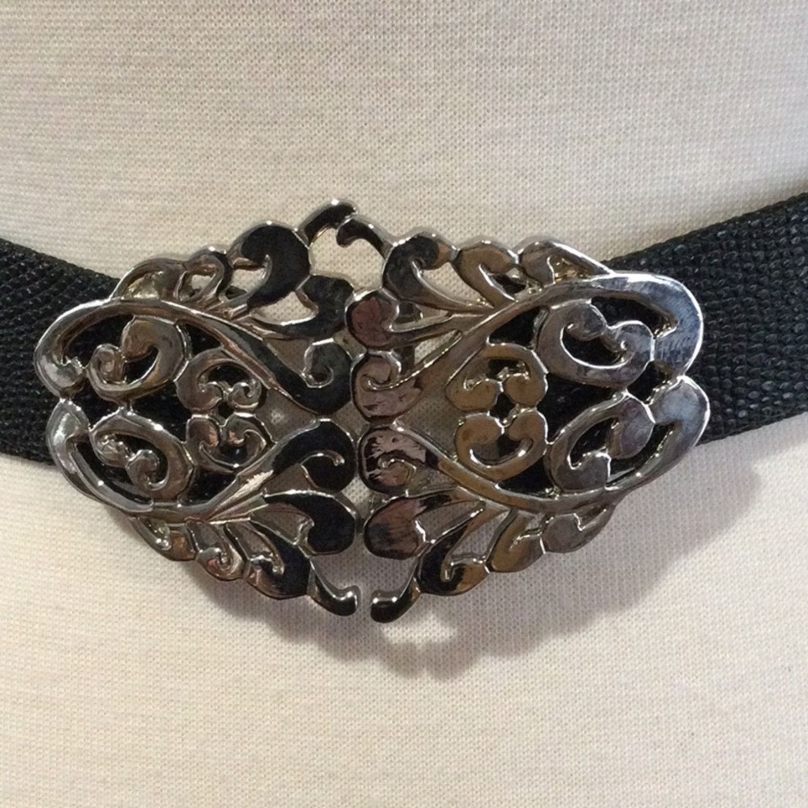 Other Black Belt w/Silver Plated Art Decor Buckle 32 Inches Size ONE SIZE - 2 Thumbnail