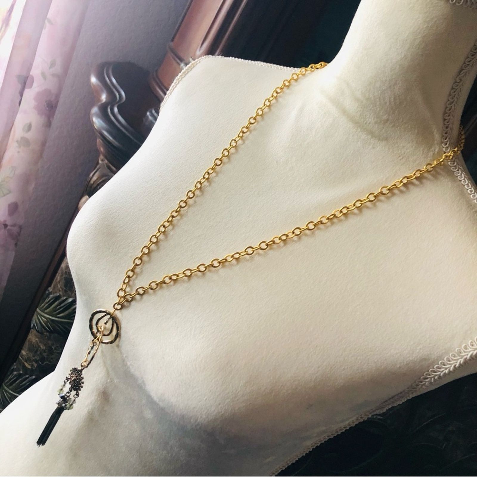 Handmade Handcrafted repurpose dangle tassel necklace Size ONE SIZE - 4 Thumbnail