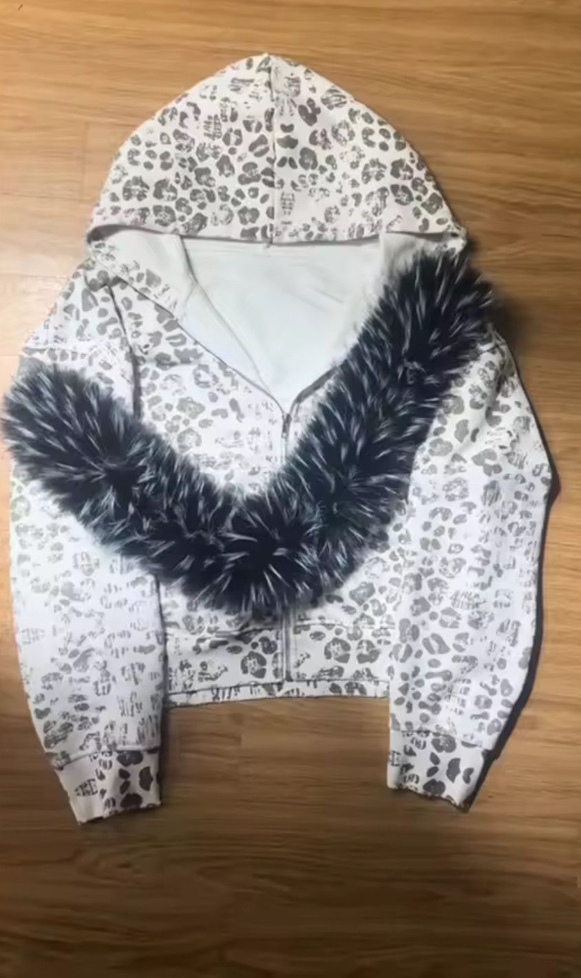 Other Fashion Punk Y2K Grunge Leopard Print Flurry Hat Fur Hoodies Size US L / EU 52-54 / 3 - 2 Thumbnail