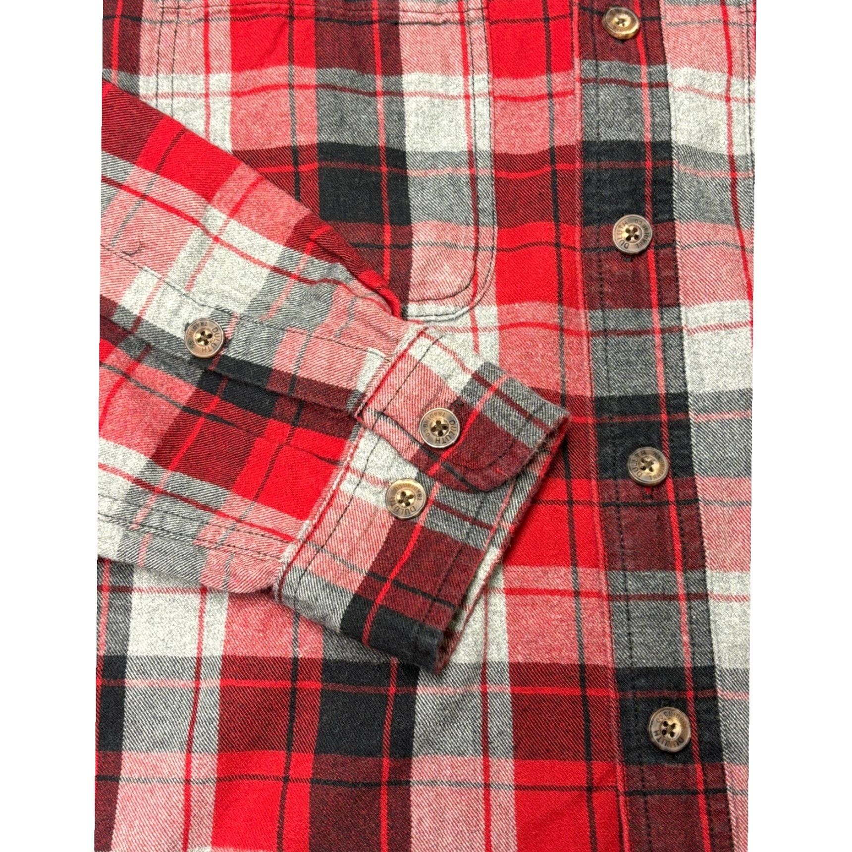 Duluth Trading Company Duluth Trading Co. Mens Flannel Shirt L Tall Red Gray Black Plaid Trim Fit Shirt Long Sleeve Button-Down Mens Boys? Size US XL / EU 56 / 4 - 3 Thumbnail