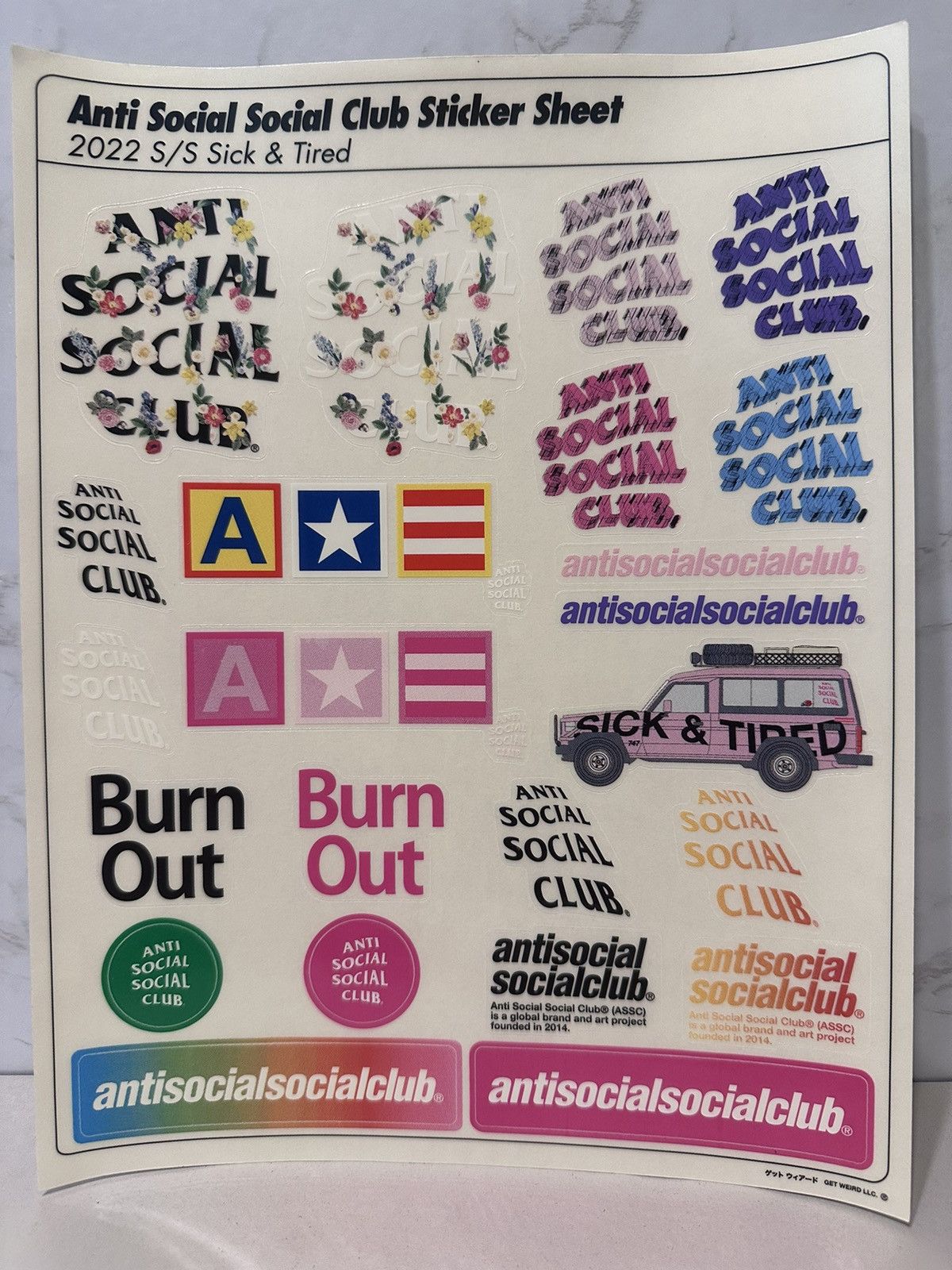 Anti Social Social Club Anti Social Social Club Sticker Sheet 2022 Size ONE SIZE - 1 Thumbnail