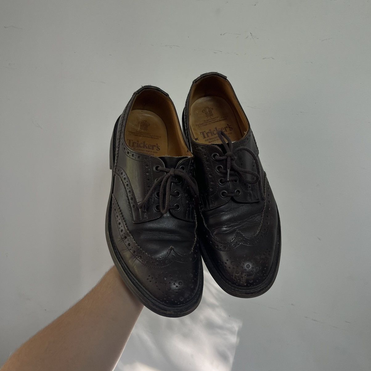 Tricker's Trickers Bourton Brogue Shoes Brown Leather Size US 10.5 / EU 43-44 - 3 Thumbnail