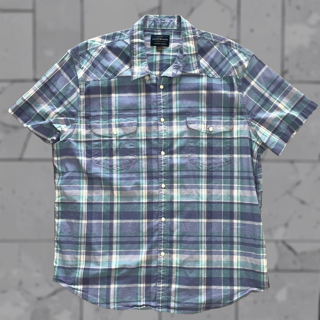 Lucky Brand Lucky Brand Plaid Button Up Shirt Saturday Stretch Short Sleeve Snap Men’s Size XL Size US 36 / EU 52 - 1 Thumbnail