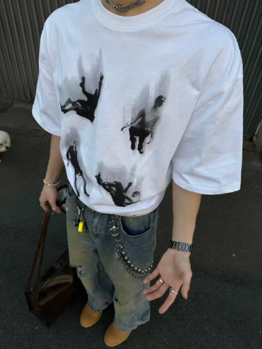 Vintage White Loose Printed Short Sleeve T Shirt Size US L / EU 52-54 / 3 - 1 Thumbnail