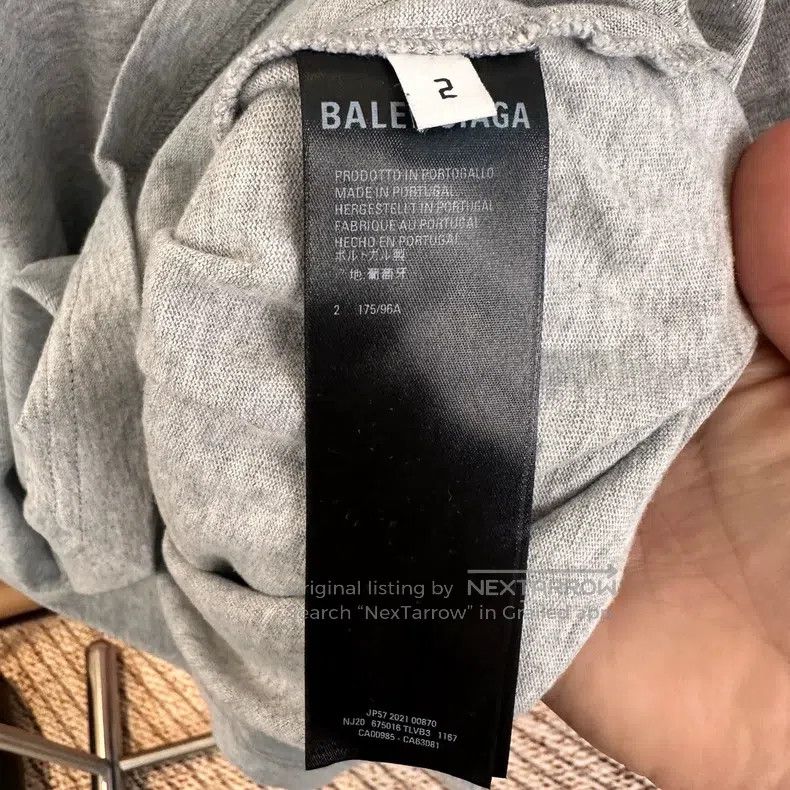 Balenciaga Balenciaga Gray Embroidered Inverted Logo Short Sleeve Size US M / EU 48-50 / 2 - 5 Thumbnail