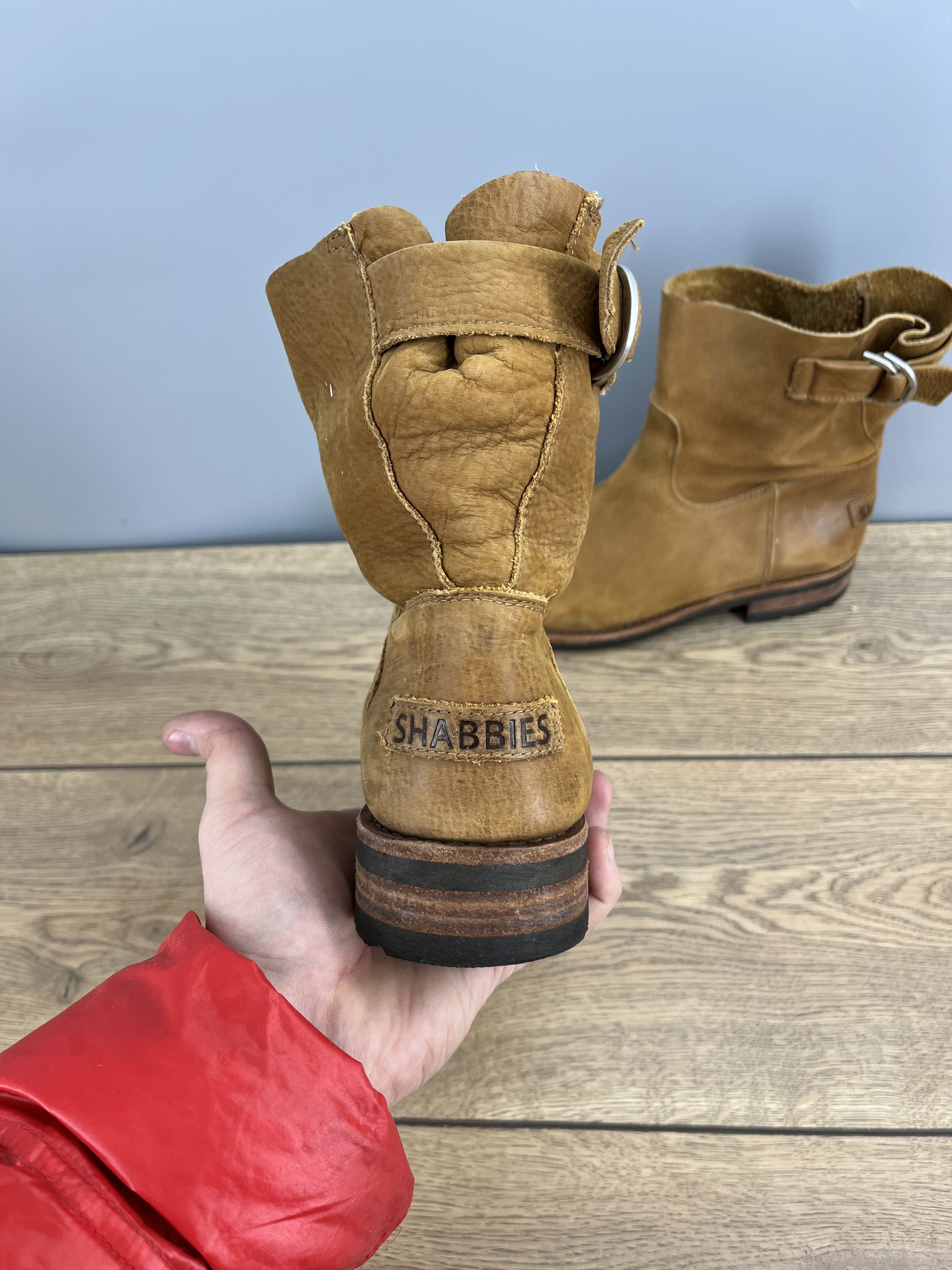 Vintage Shabbies Amsterdam Womens Leather Ankle Boots Cognac Buckle Size US 8 / IT 38 - 3 Thumbnail