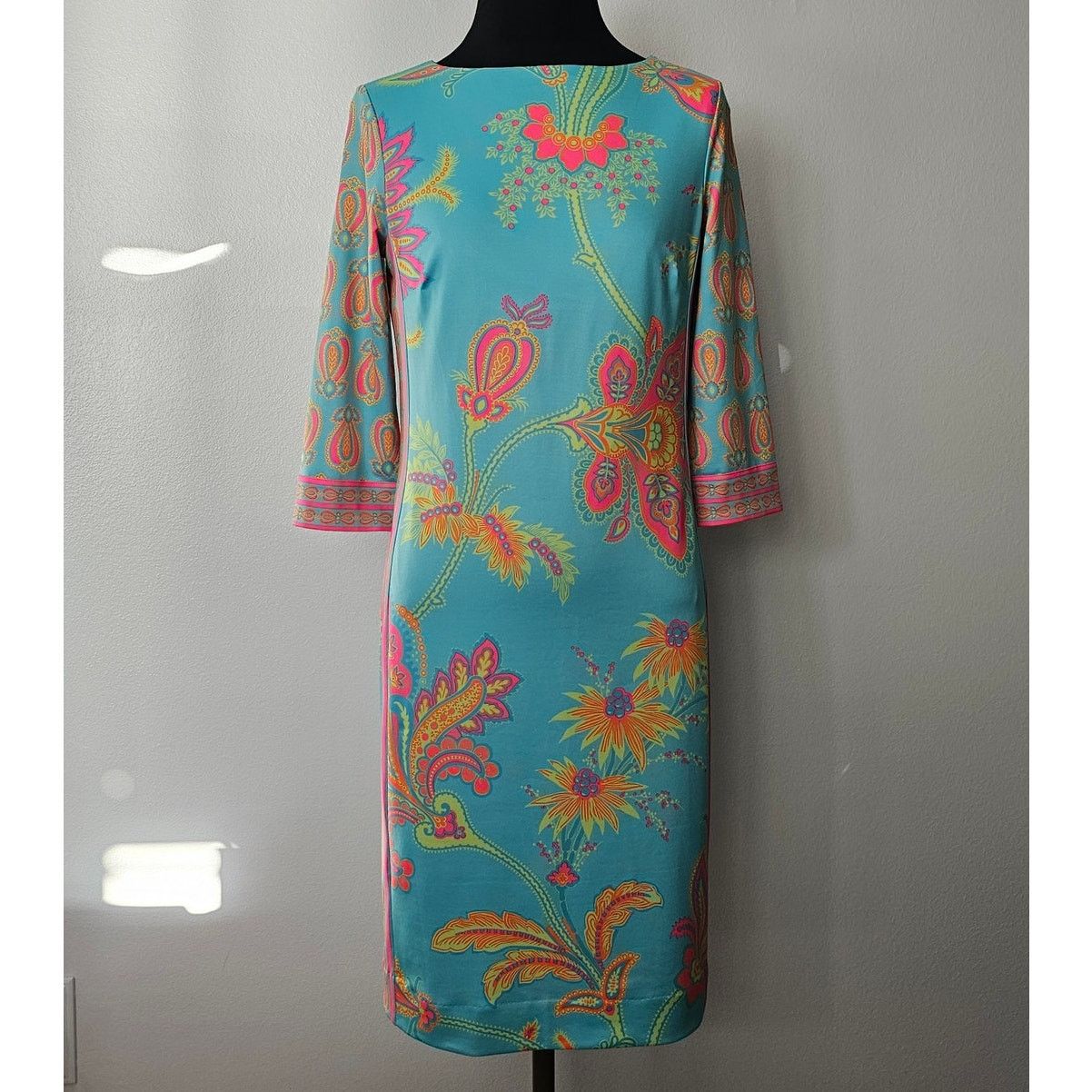 Gretchen Scott GRETCHEN SCOTT Stretch Bright Neon Floral Casual Dress XS Size XS / US 0-2 / IT 36-38 - 1 Thumbnail