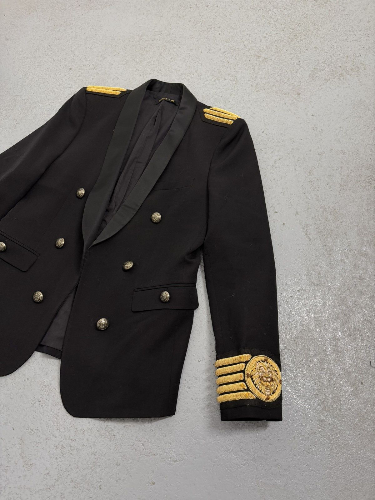 Balmain × H&M Balmain x H&M Black Shawl Collar Napoleon Wool Jacket Size 40R - 4 Thumbnail